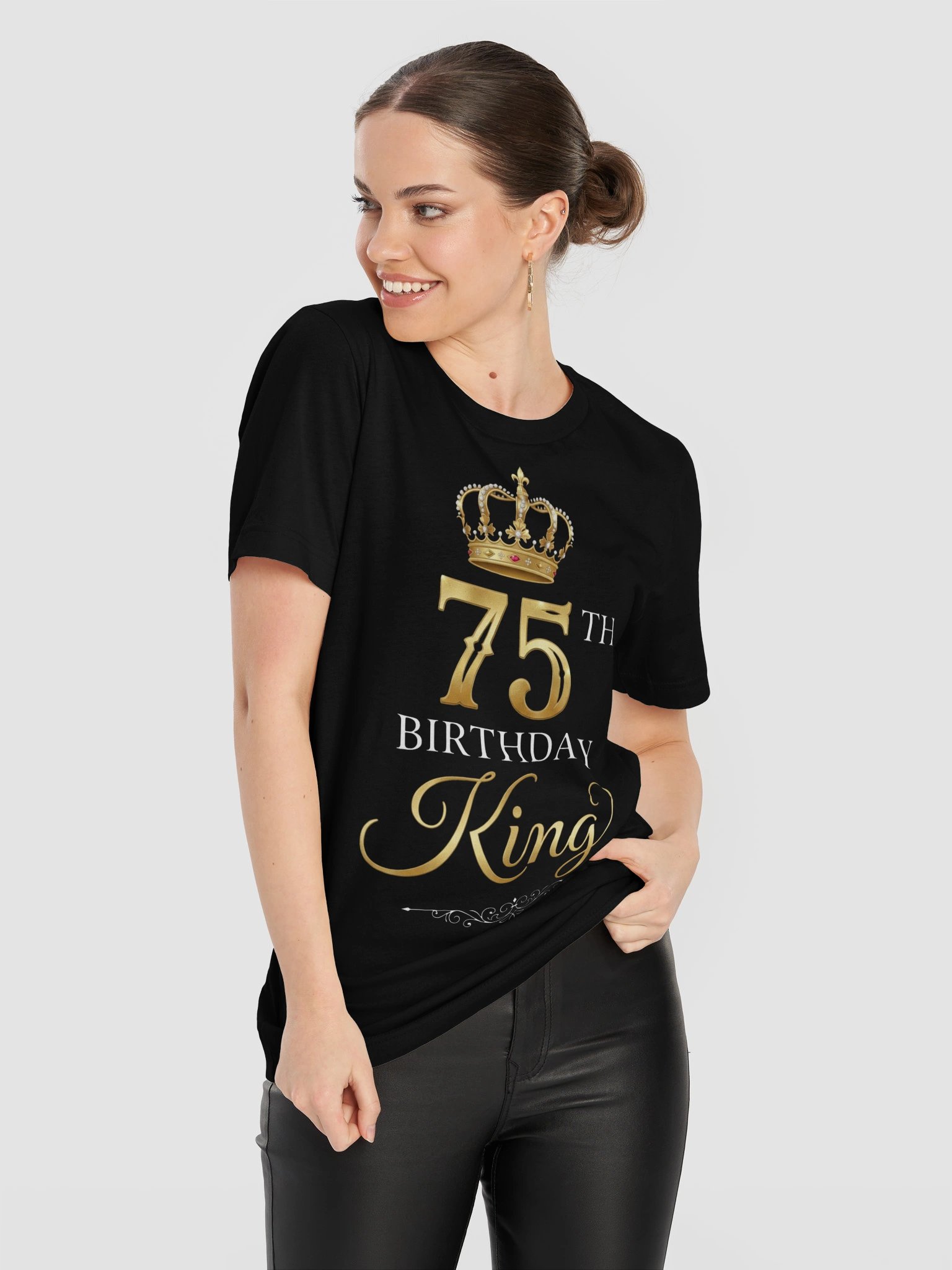 75th Birthday King Crown T-Shirt - Gold Crown 75 Years Old Birthday Gift Tee product image (76)