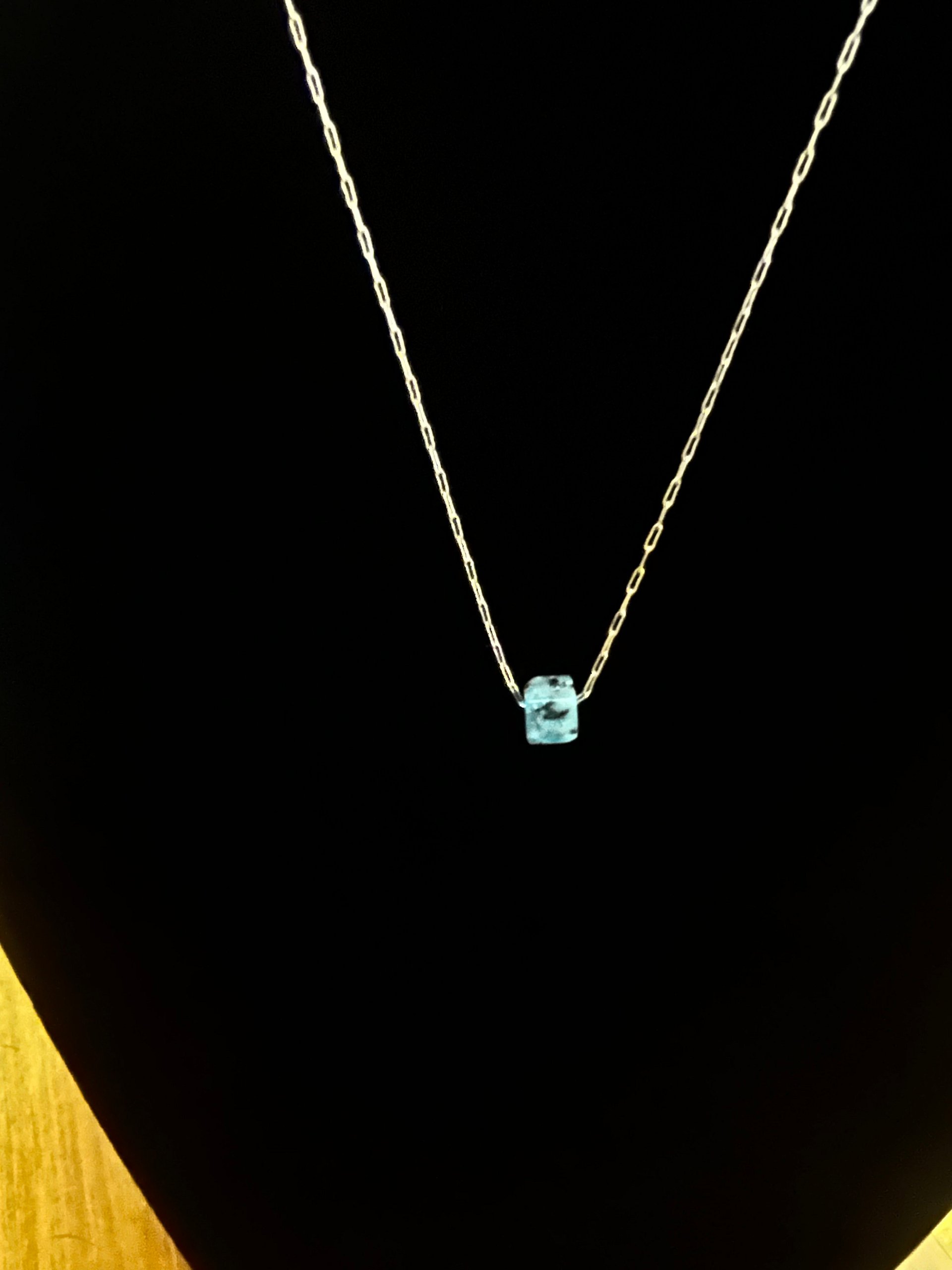 Tiny turquoise square dainty necklace product image (1)