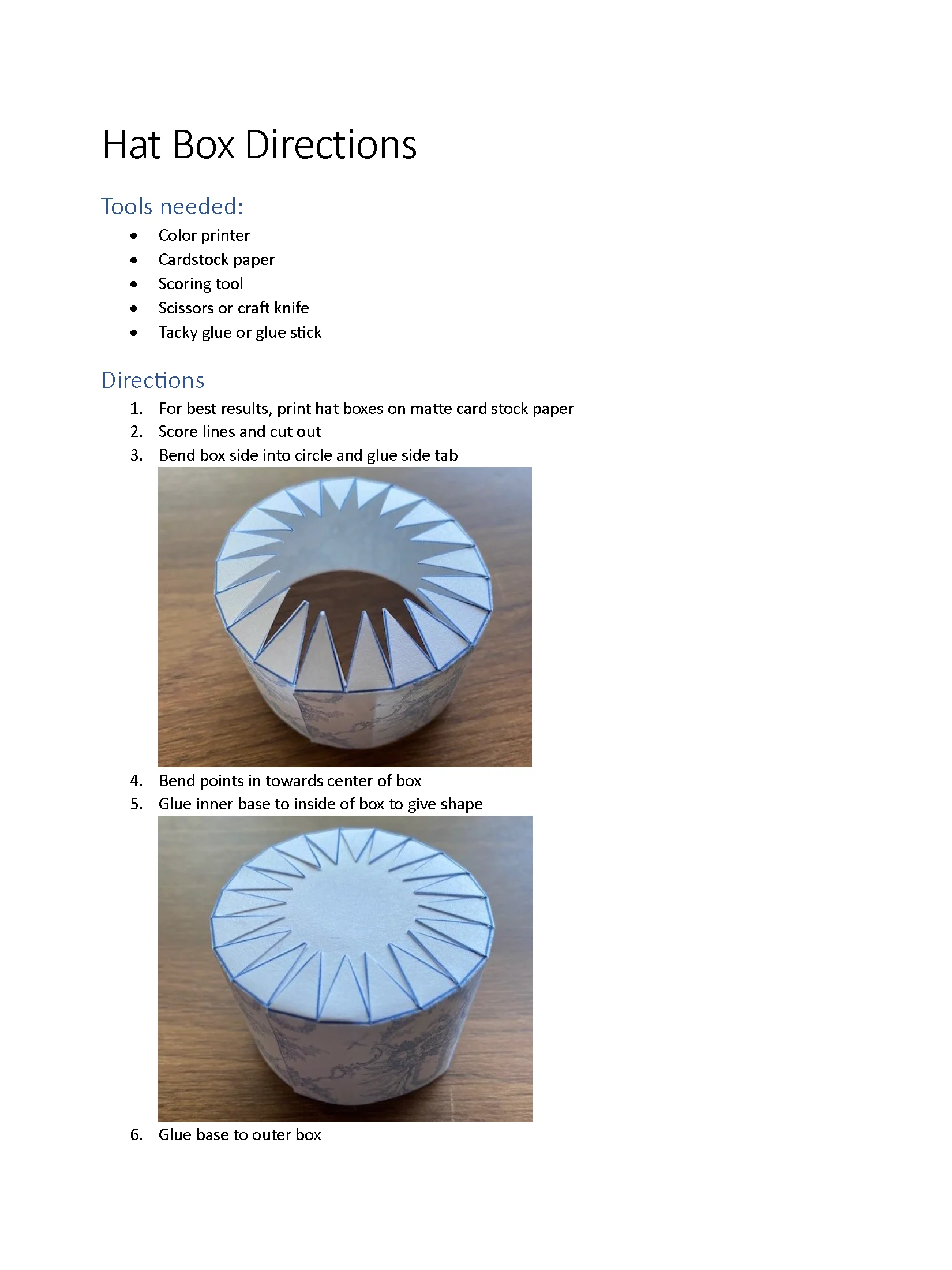 1:6 scale printable PDF hatboxes for 12" fashion dolls product image (4)