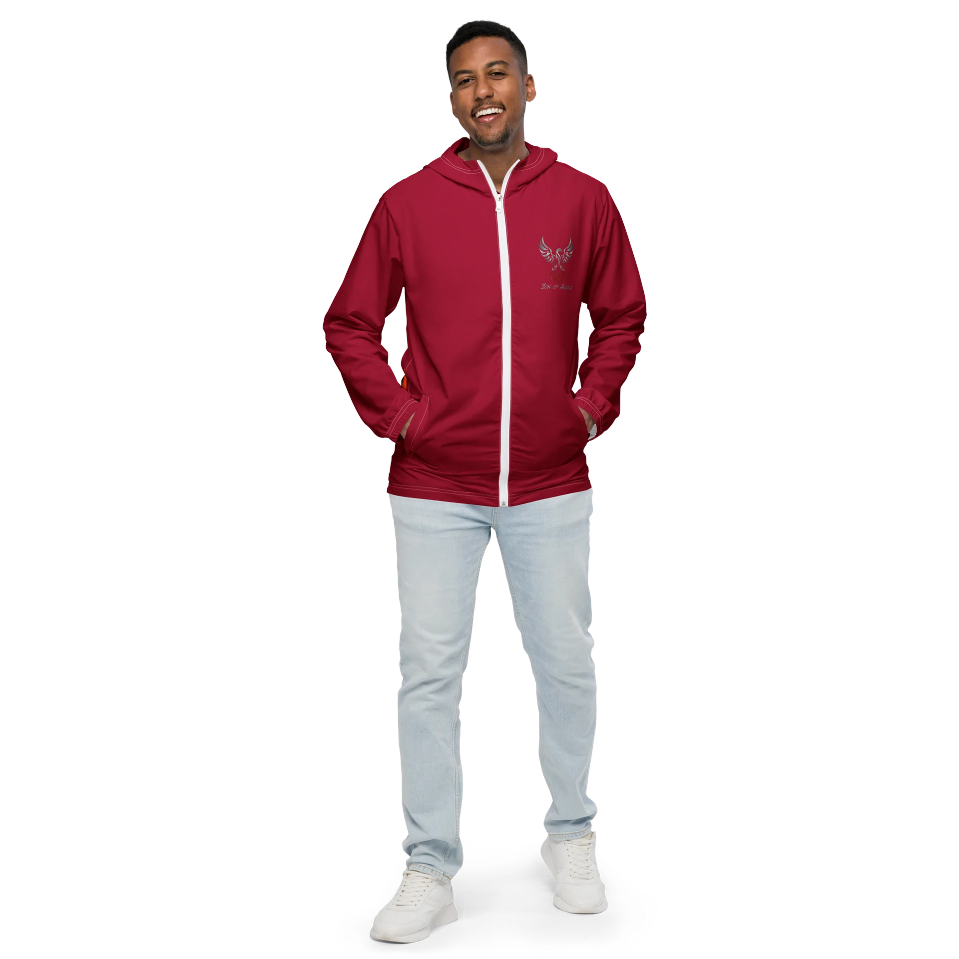 Crimson Protect Your Peace Painted Windbreaker product image (5)