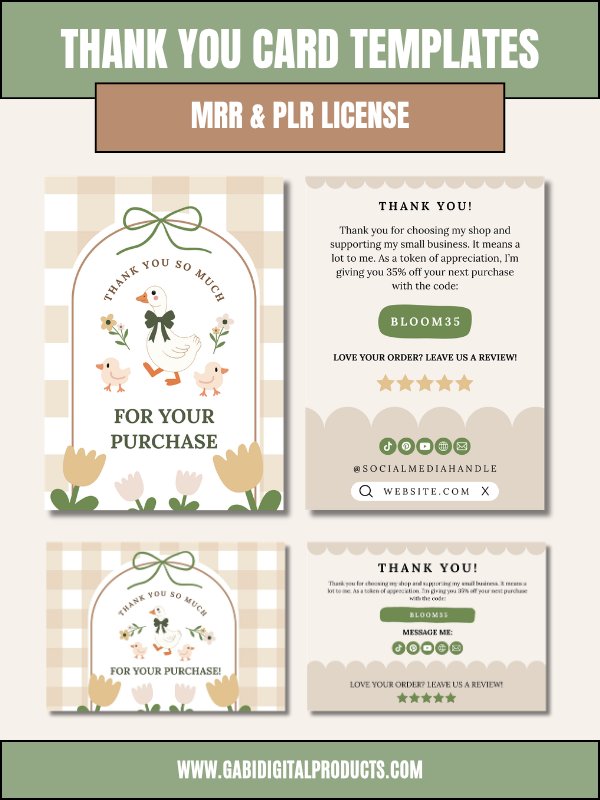 Cottagecore Canva Thank You Cards (MRR/PLR) product image (2)