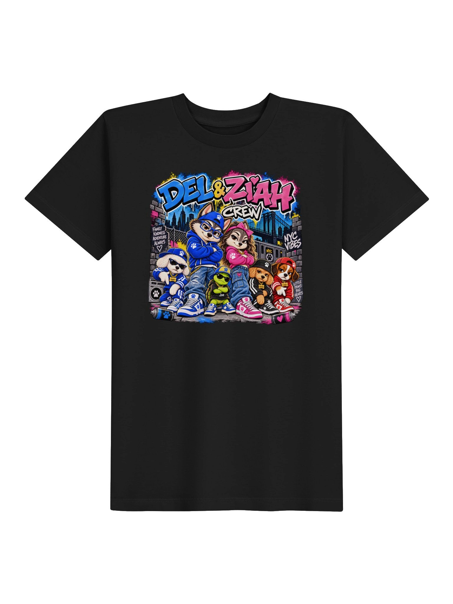 Del & Ziah Crew – 90s NYC Street Style Kids Tee product image (1)