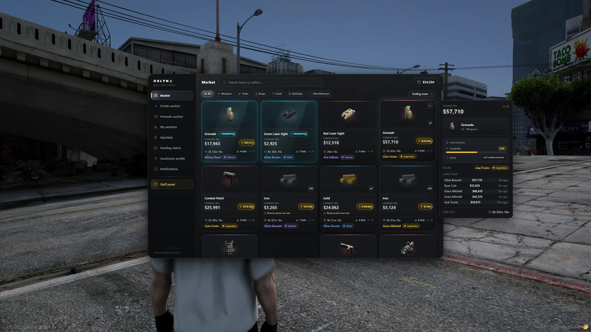 FiveM Auction House Script 🔨 Live Bidding, Reputation System & Staff Panel (ESX/QB/QBox) product image (1)