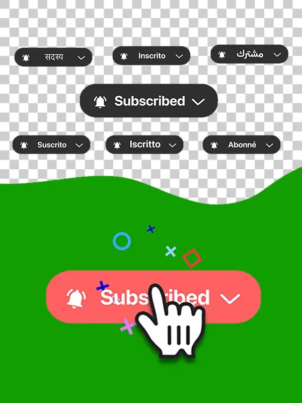 YouTube Subscribe Button Multi-Language Green Screen & MOV Files product image (1)