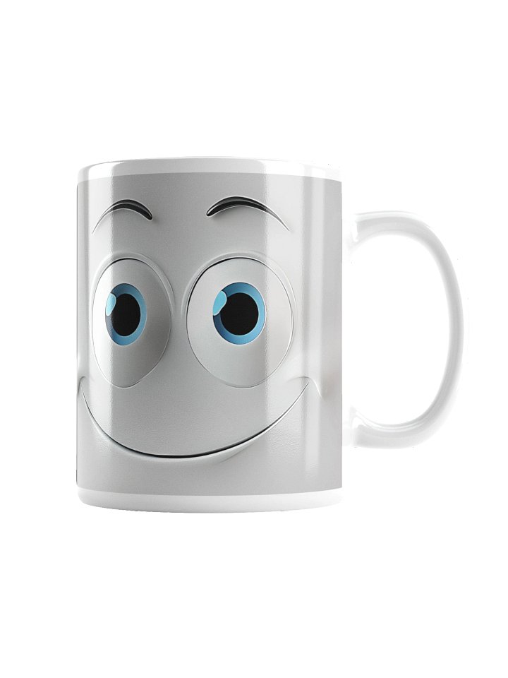 Cute Smiling Face Coffee Mug with Big Blue Eyes - Funny Ceramic Mug Gift product image (4)