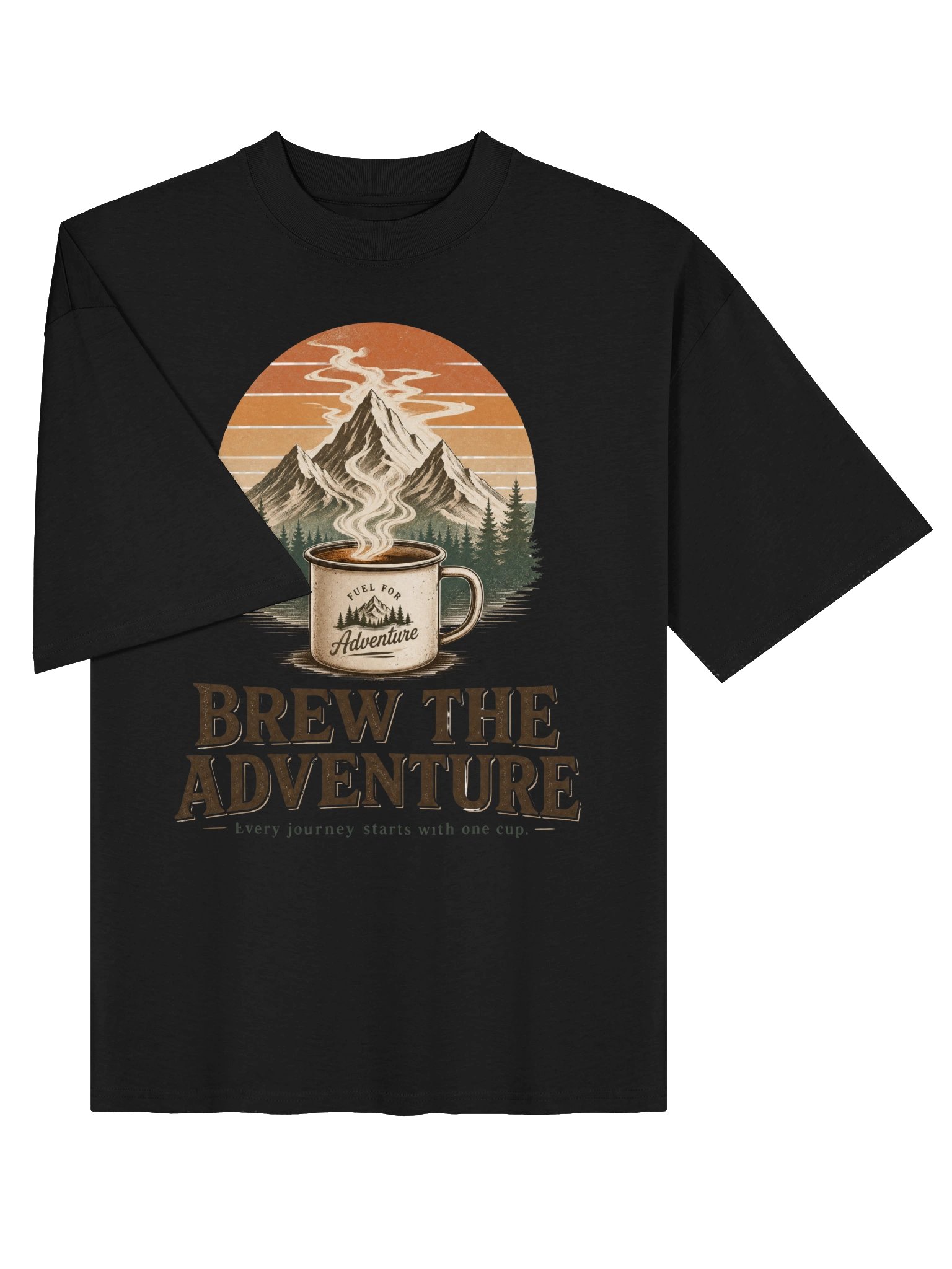 BREW THE ADVENTURE Graphic T-Shirt | Premium Outdoor Coffee Shirt | Vintage Camping Tee | Unisex Adventure Streetwear | NOVYRRA product image (3)