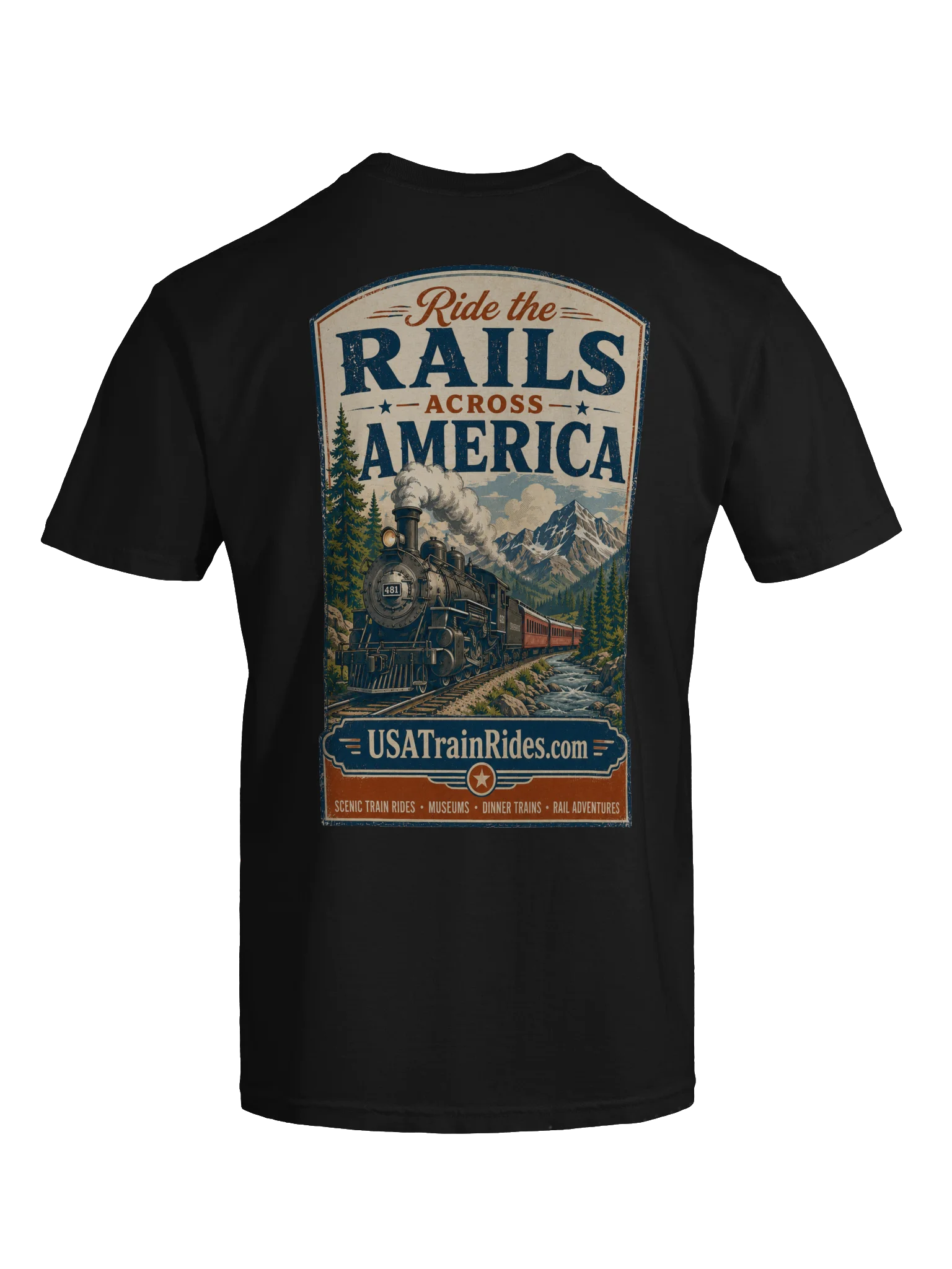 USA Train Rides Rid the Rails Across America Adult T-Shirt product image (31)