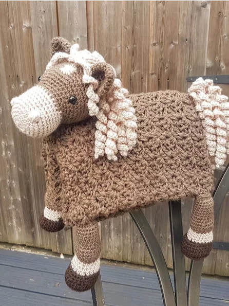 Farm Horse Baby Blanket Crochet Pattern - 3in1 Pony Toy PDF Pattern - Crafting Happiness product image (1)