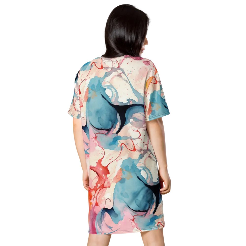 Fluid Swirls Watercolor T-Shirt Dress product image (2)