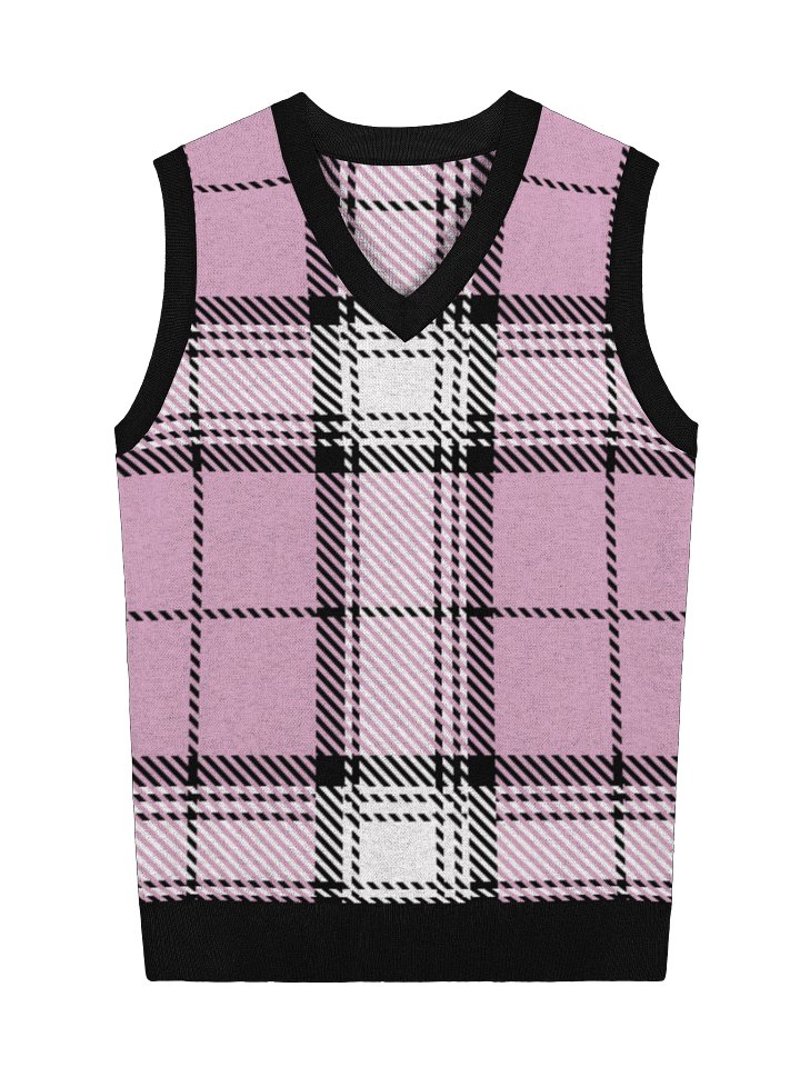 Plaid Pink Unisex Knit Vest product image (2)