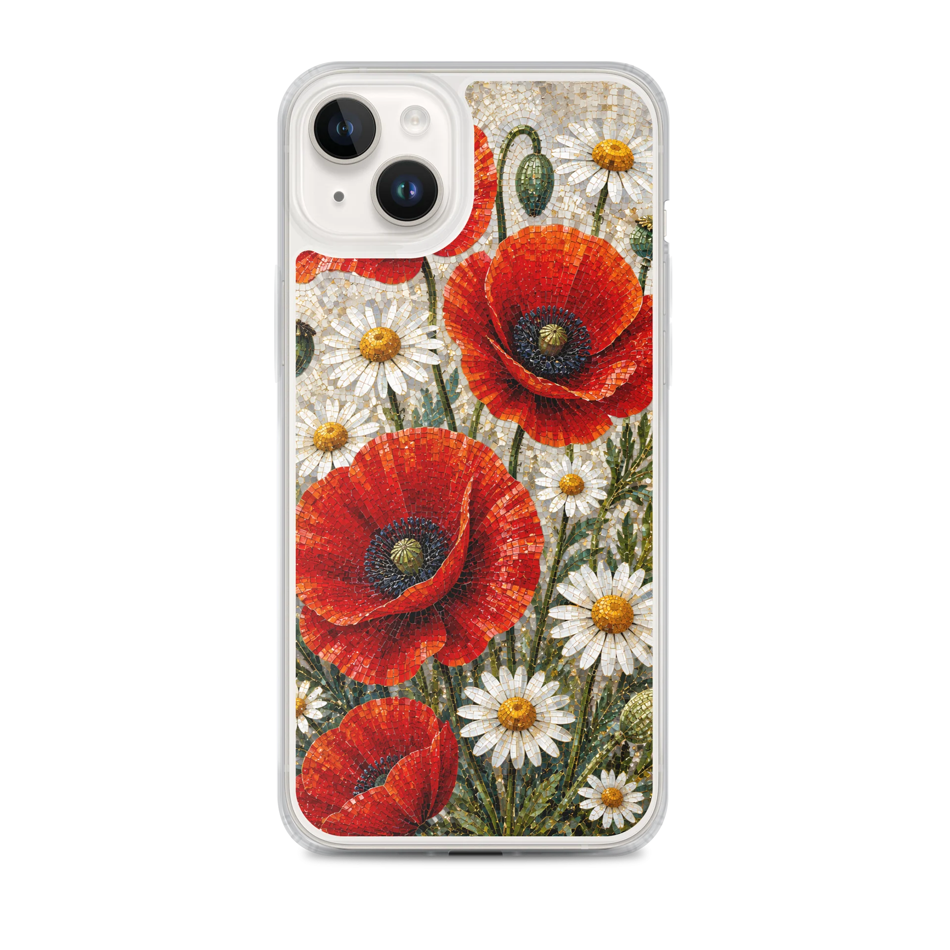 Red Poppy And White Chamomile Mosaic Premium Soft Silicone iPhone Case - MagSafe Compatible product image (1)
