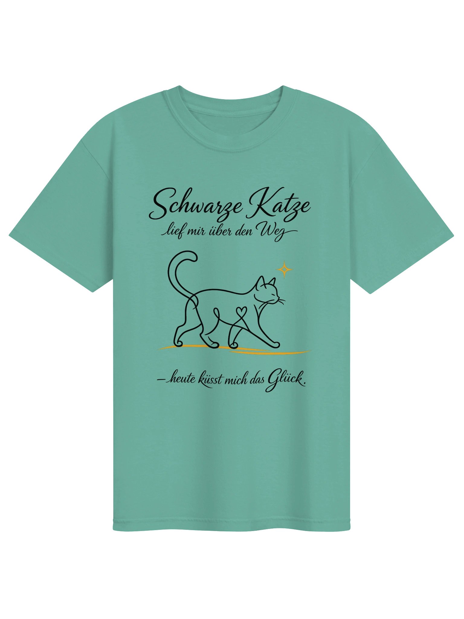 T-Shirt „Schwarze Katze – heute küsst mich das Glück“ product image (5)