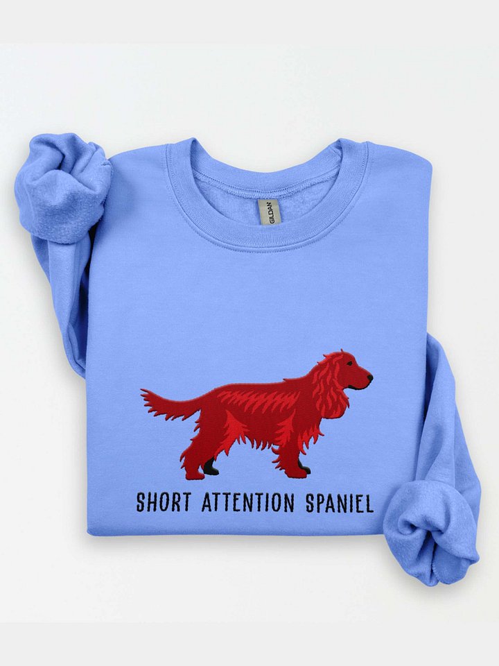 Short Attention Spaniel Sweatshirt (Embroidered) of an English Cocker Spaniel(Liver, Full Tail) product image (1)