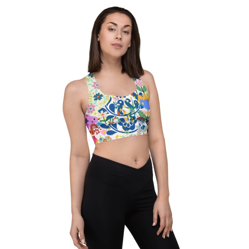 Whimsical Garden Mosaic All-Over Print Sports Bra - UPF50+ protection product image (9)