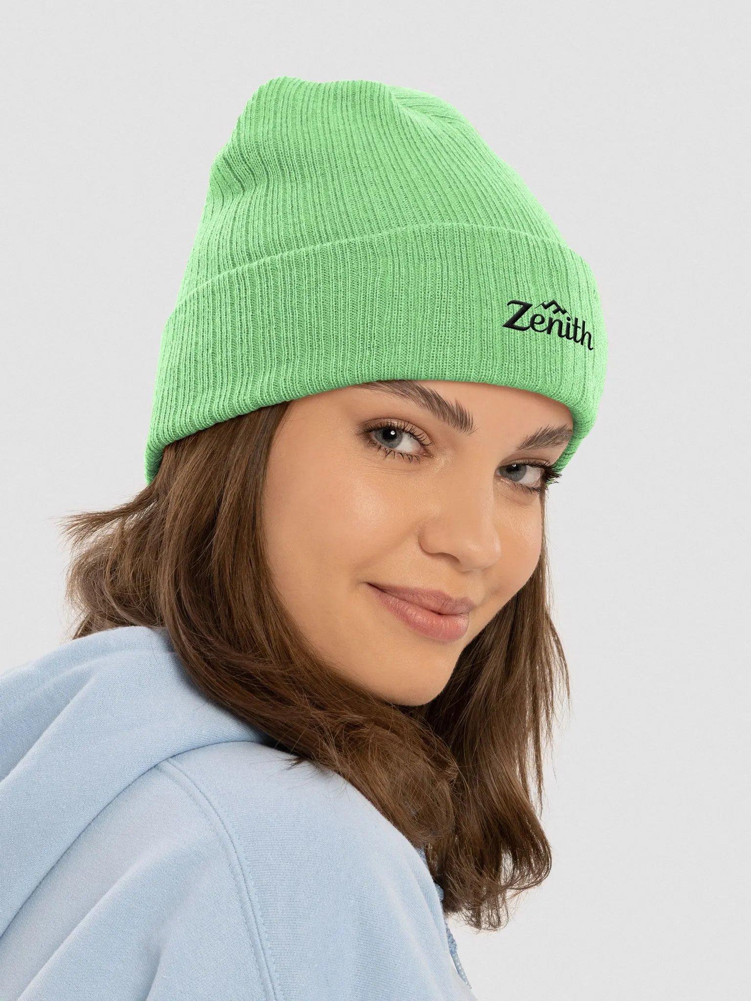 Eco-Friendly Ribbed Knit Beanie with ZENITH Design - Sustainable Winter Hat product image (1)