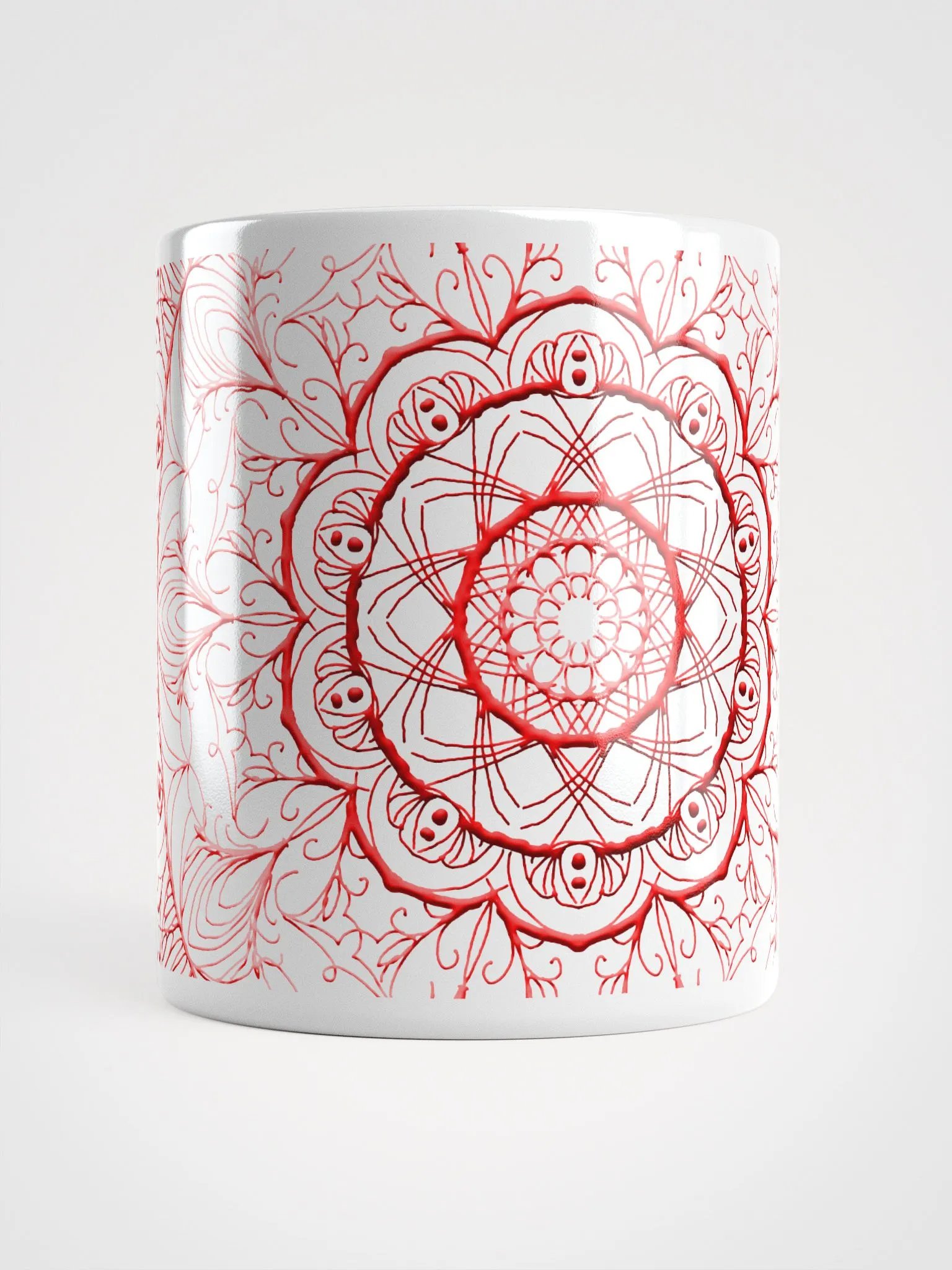 Radiant Red Mandala White Glossy Mug product image (6)