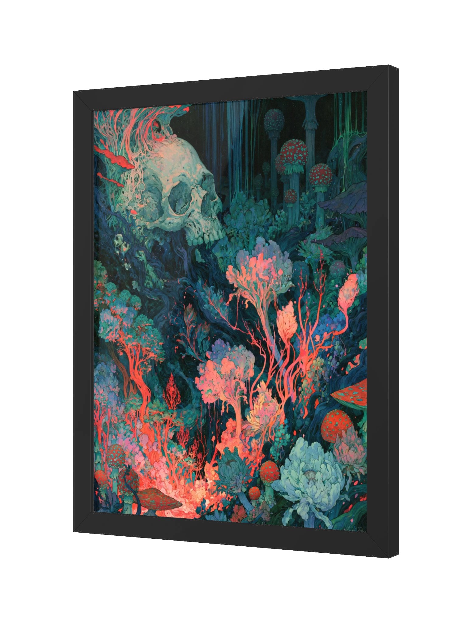 Mushroom Skull Framed Art Print — Skull in the Mushroom Garden product image (6)