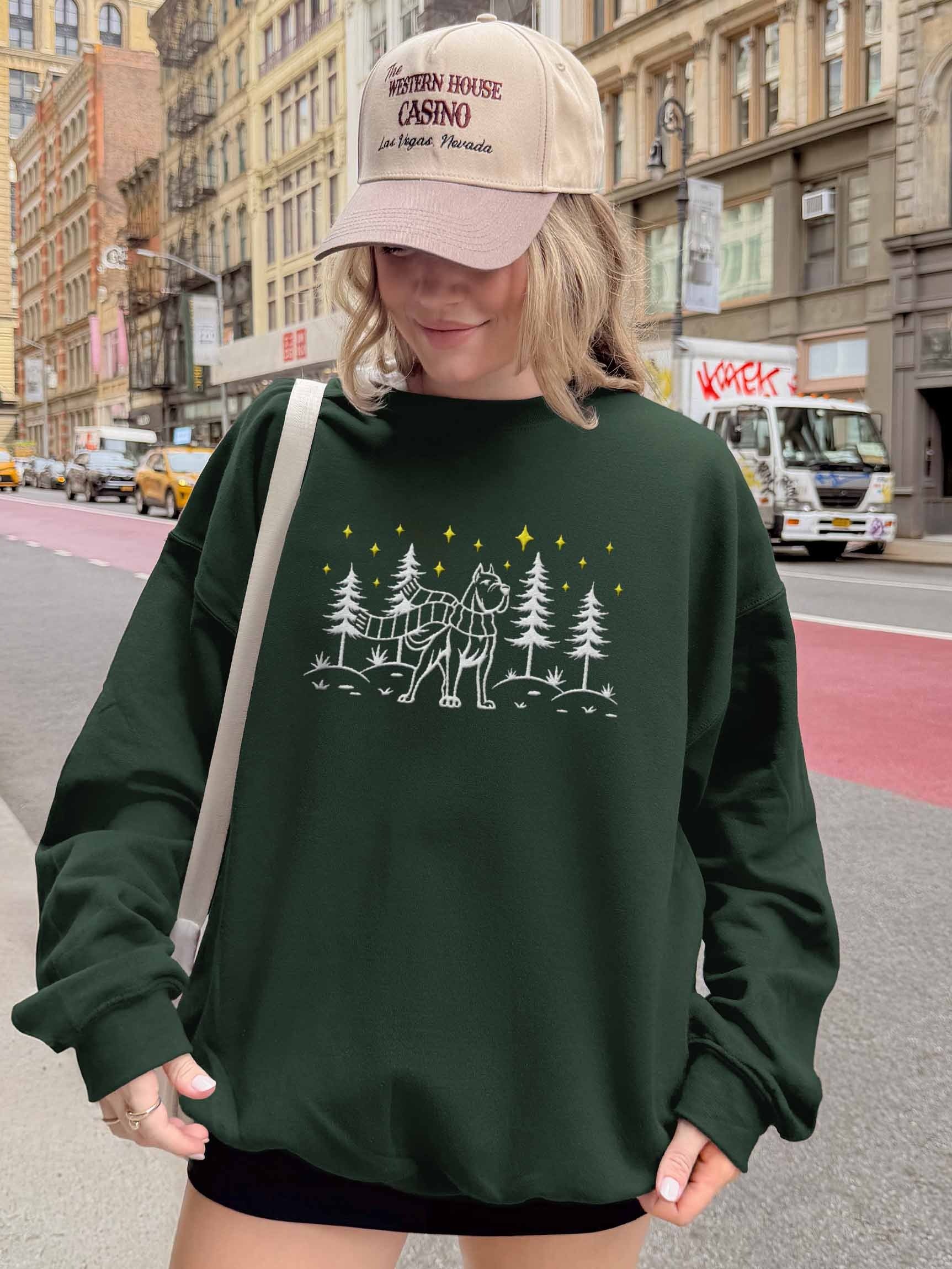 Cane Corso(Cropped Ears) Winter/Christmas Line Art Design Embroidered Sweatshirt product image (2)