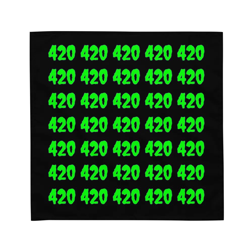 Creepy 420 Neon Green Black Bandana, Twisted Stoner Weed Fashion Accessory product image (1)
