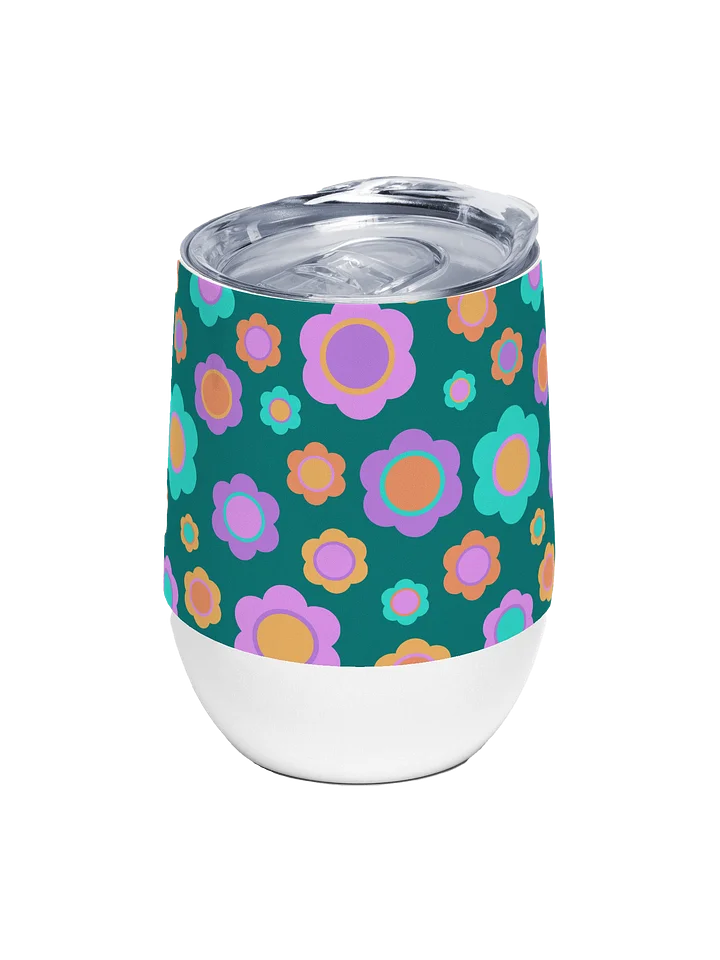 Party Time! Retro Flowers Wine Tumbler product image (1)