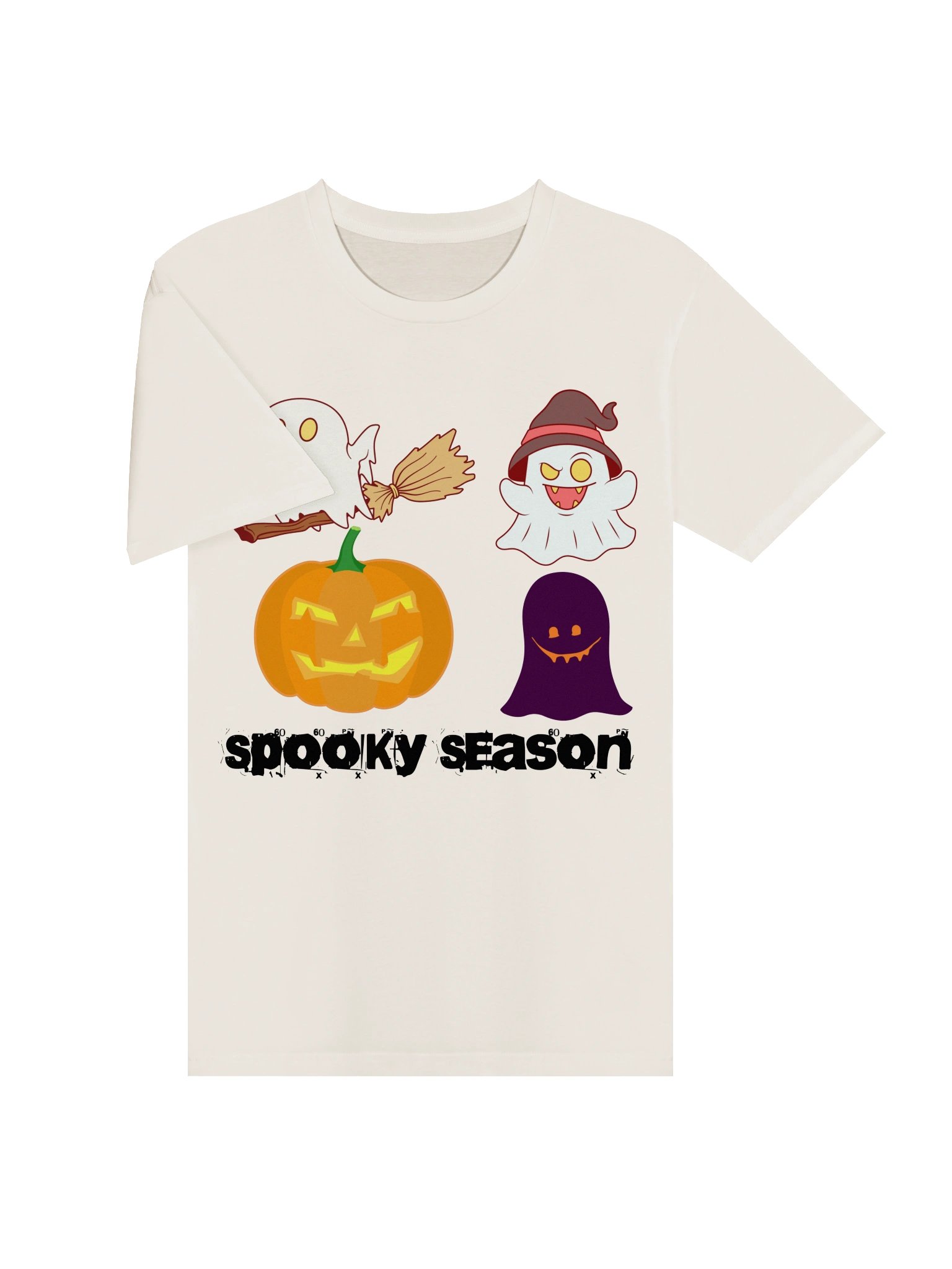 Spooky Season Halloween Unisex T-Shirt – Cute Ghosts & Jack-o’-Lantern Graphic product image (3)