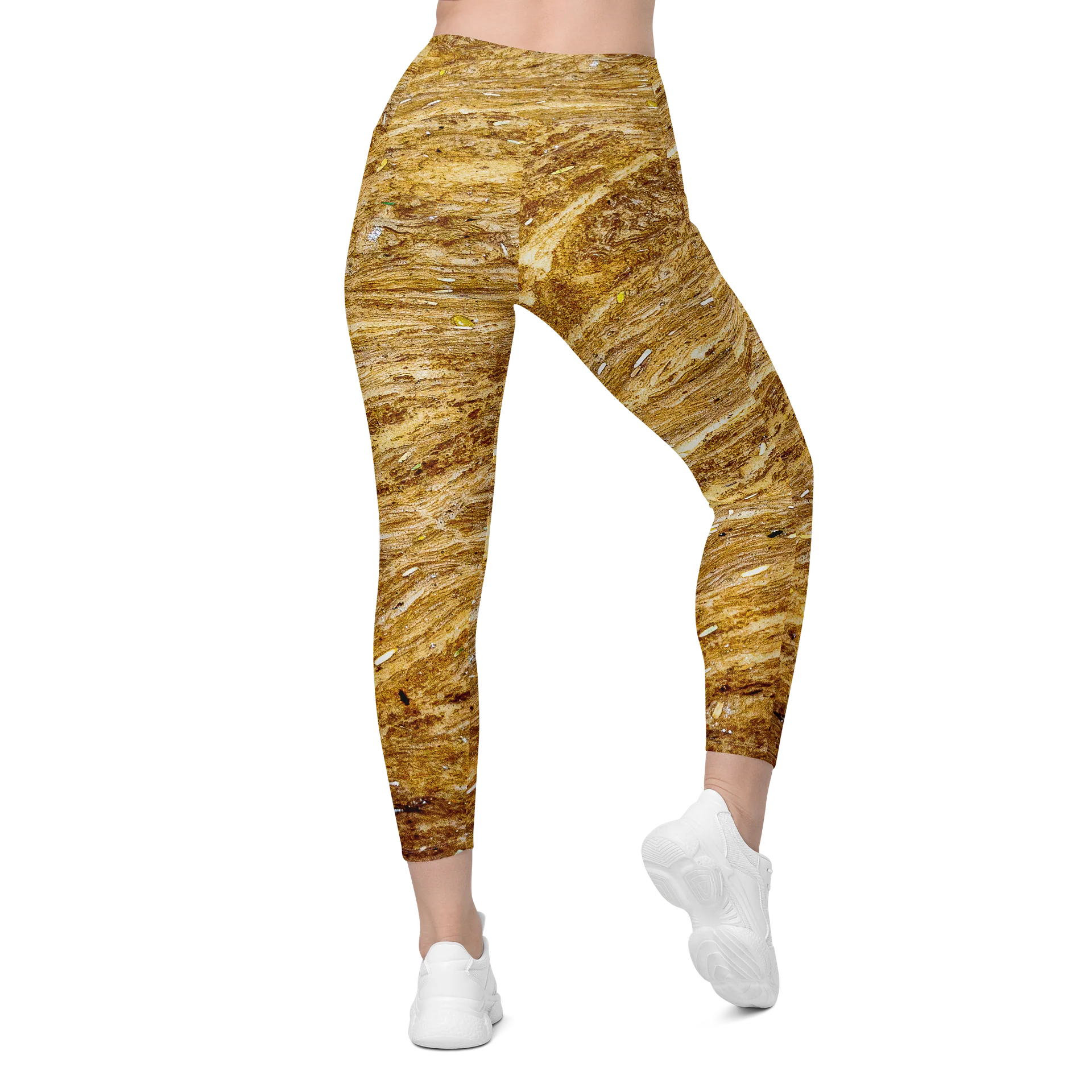 Golden Strata Women's Crossover High-Waisted Leggings with Dual Pockets product image (2)