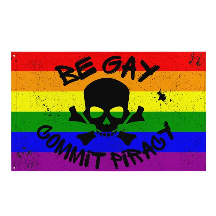 Be Gay, Commit Piracy - Printed Pride Flag product image (1)