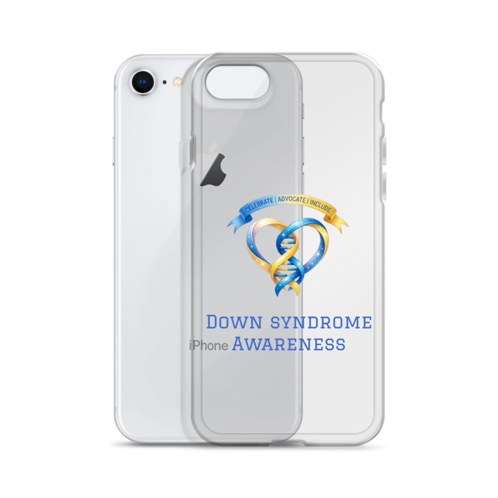 Blue & Yellow Down Syndrome Ribbon Clear Case – iPhone product image (2)