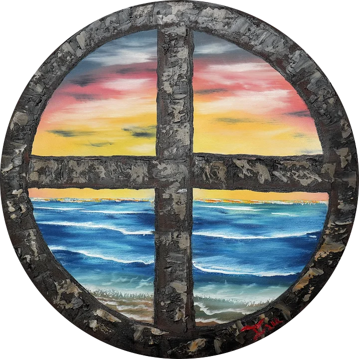 A Windows View (Original) 16in Dia. Circle Canvas product image (1)
