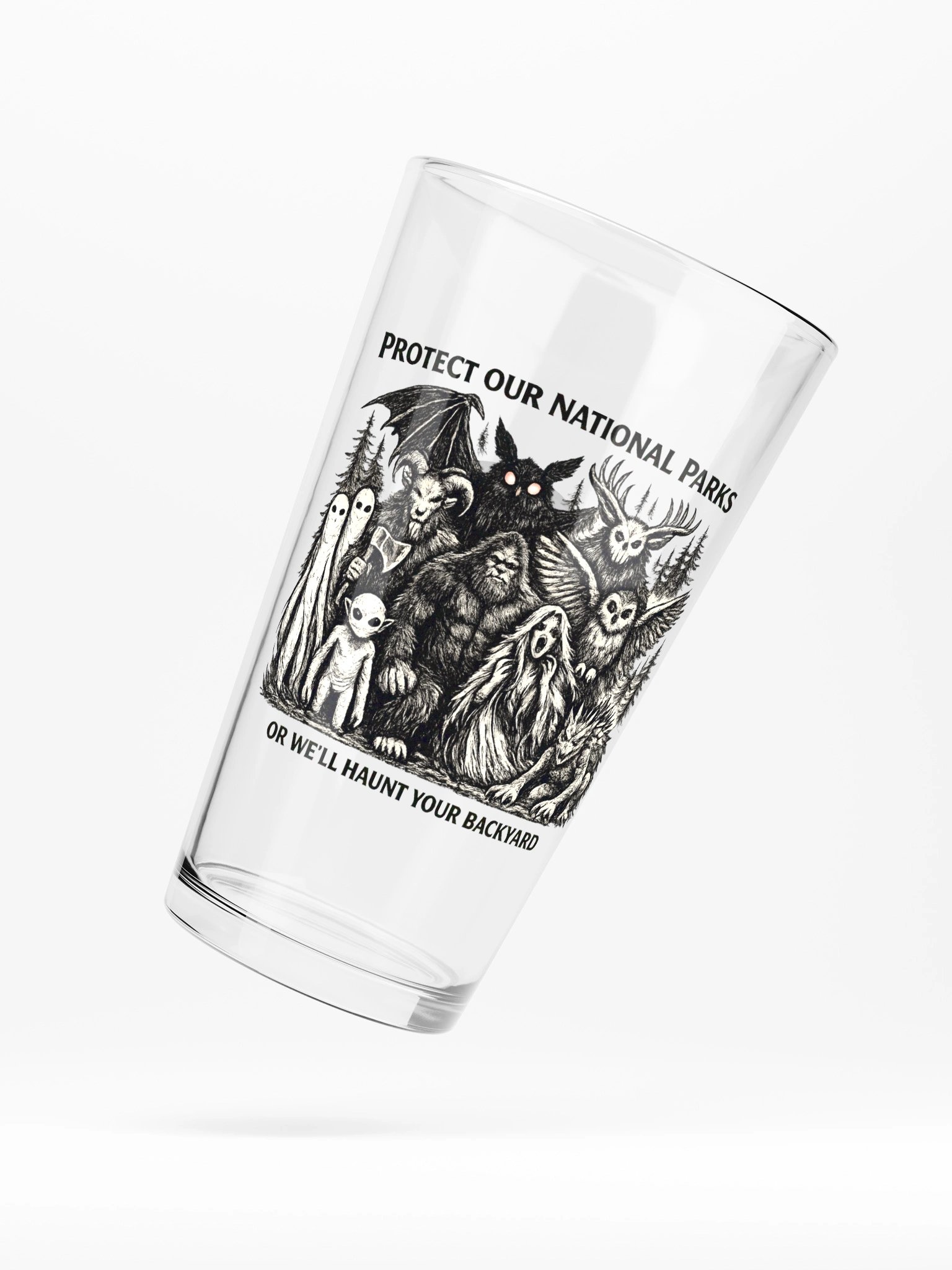 NATIONAL PARK CRYPTIDS SHAKER PINT GLASS 16oz product image (1)