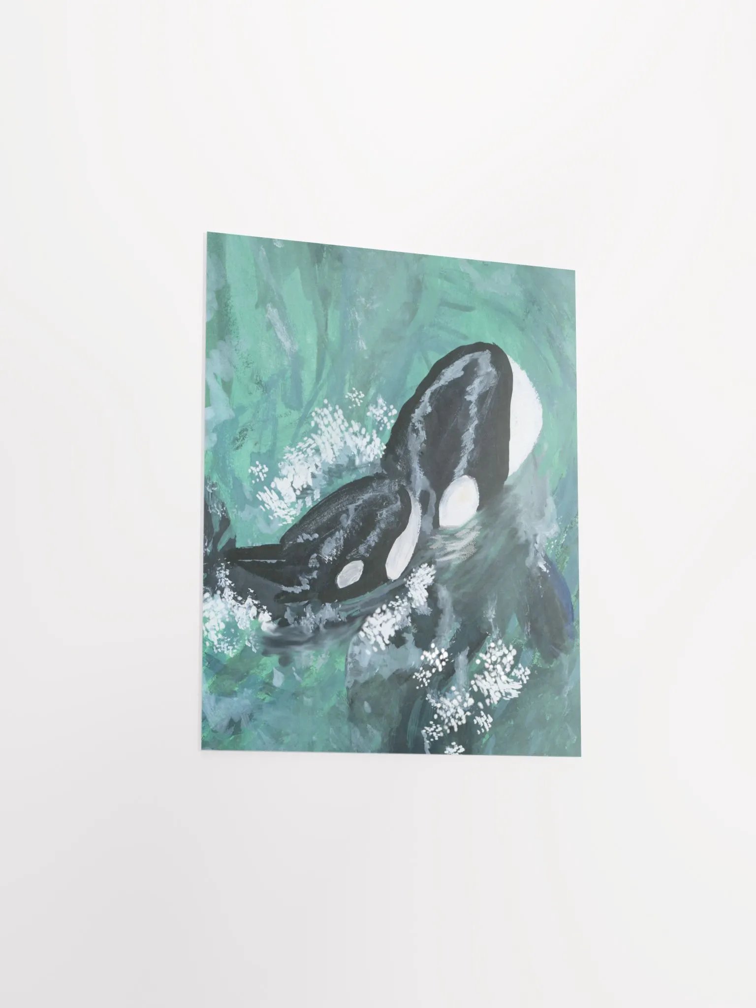 Orca Siblings Surface to Say Hi - Gouache Art Print (PRINT ONLY) product image (4)