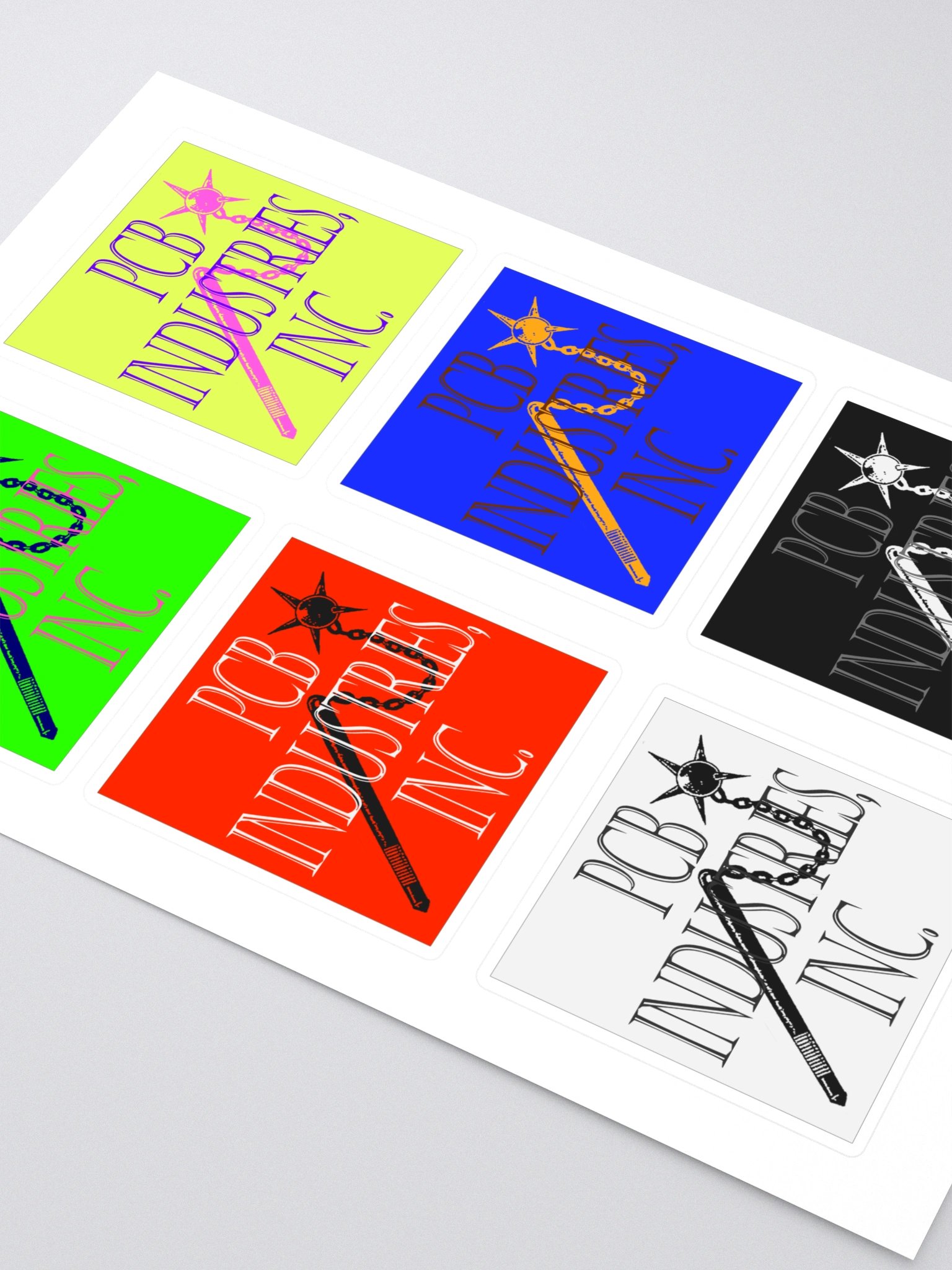 6-pack kiss cut 'pcb industries, inc' flail logo stickers product image (2)