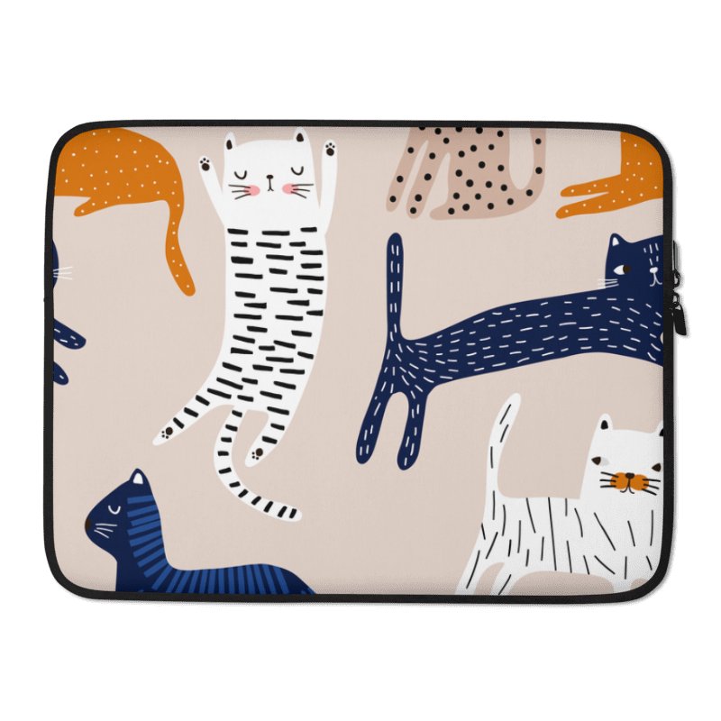 Playful Cat Pattern Laptop Sleeve – Cute Minimalist Protective Case for 13” & 15” Laptops product image (2)