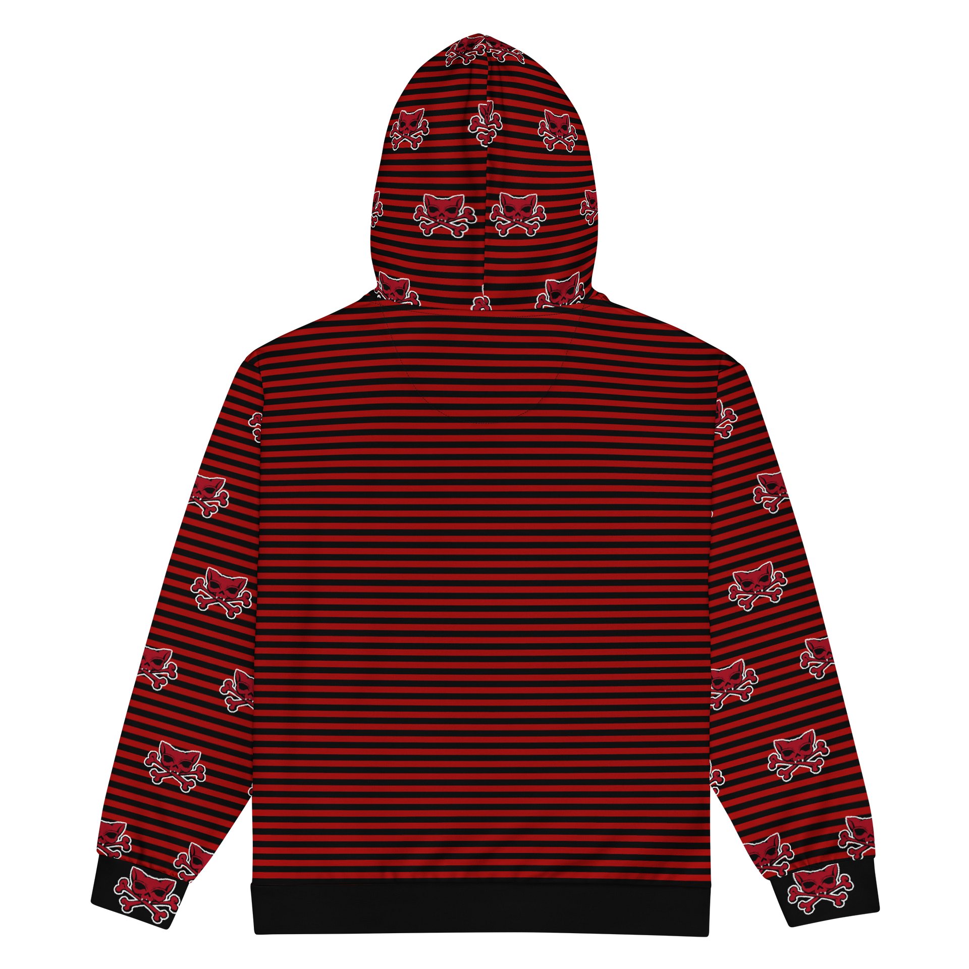 Blaque and Red Hoodie Kat Skull Remix Stripped Hoodie product image (2)