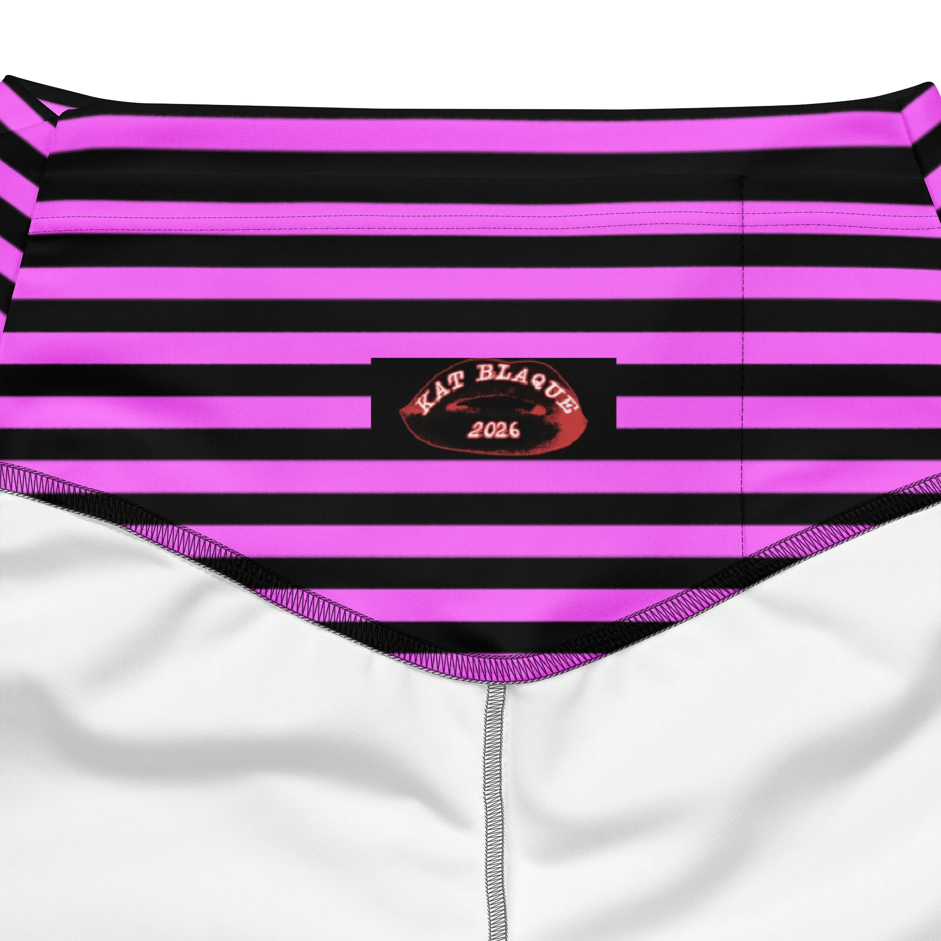 Pink and Blaque Stripped Kat Skull Flares product image (6)