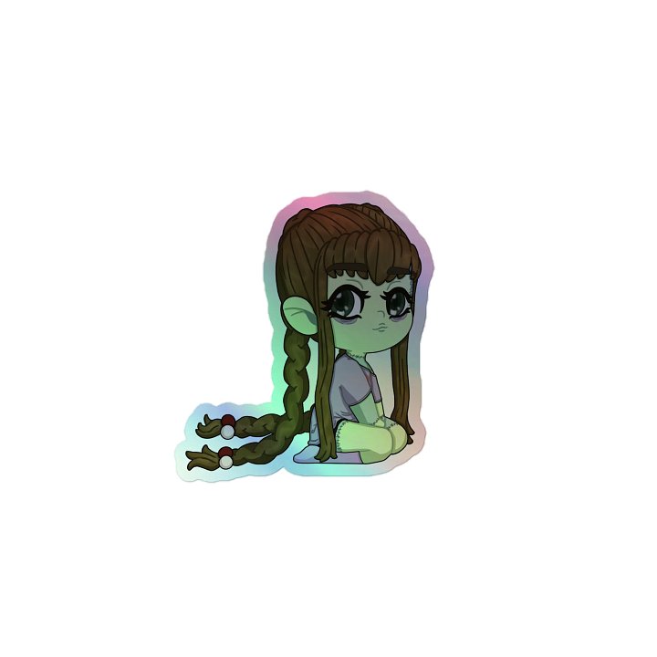 Chibi autumninstitches sitting Holographic sticker product image (1)