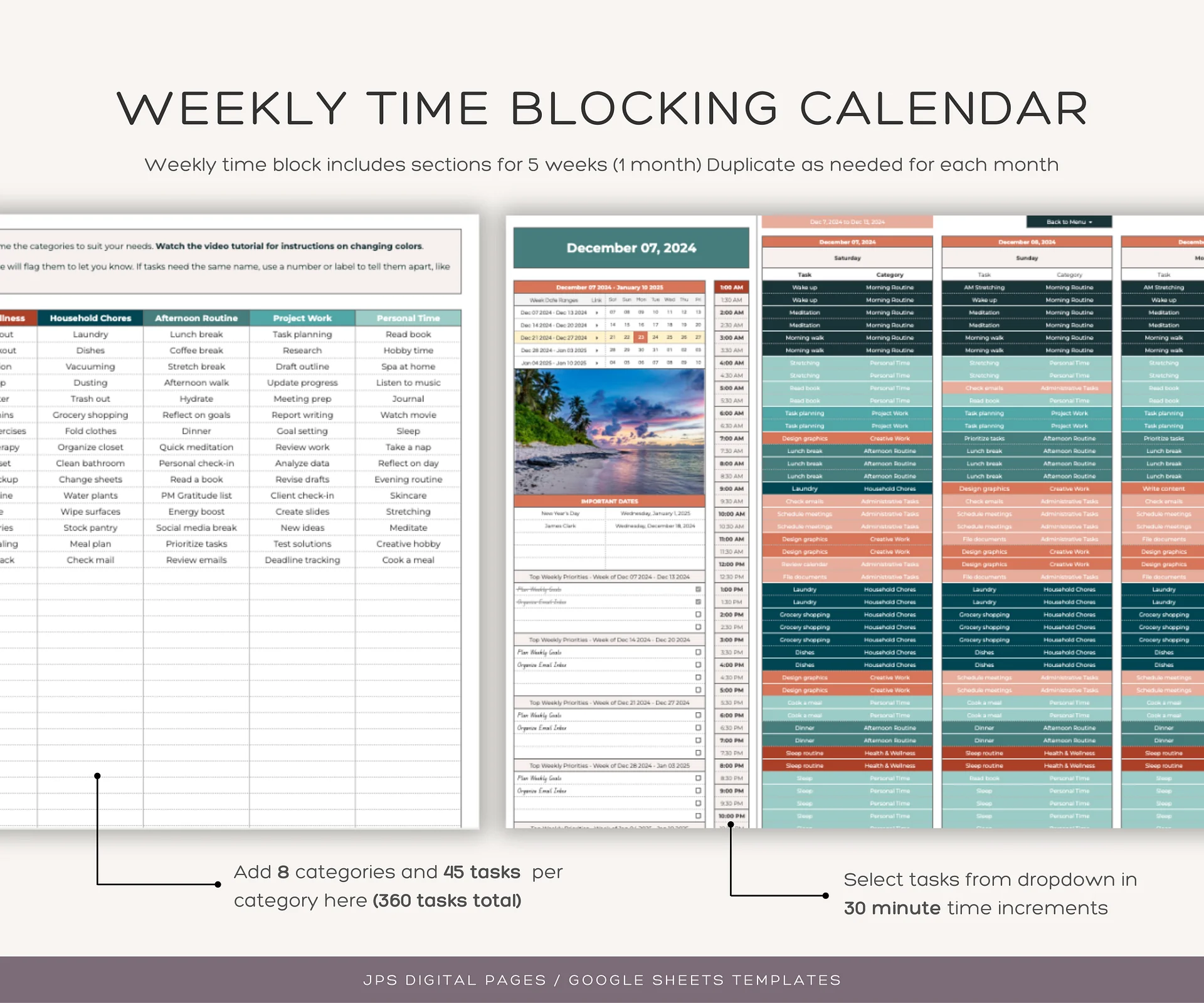 Time Blocking Planner, Google Sheets Template product image (4)