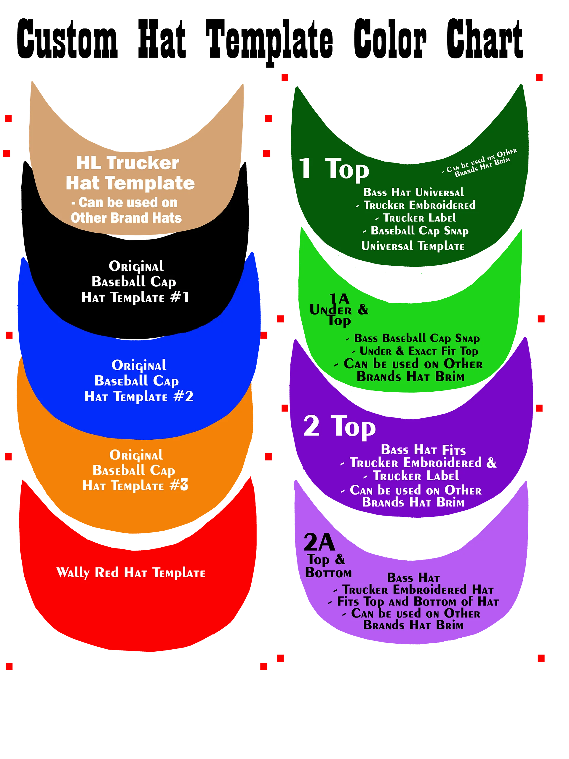 9 PNG Custom Hat Templates - Color Chart - with Bonus Editable Canva Template - Photoshop and PNG product image (3)