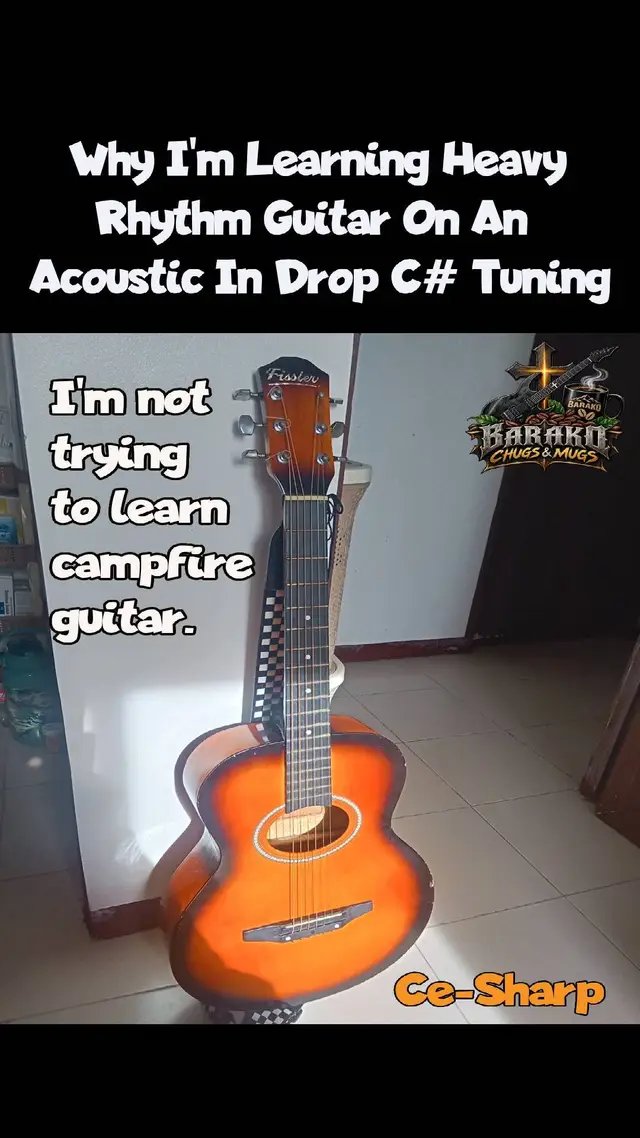 It is all I have for now, and am not waiting for the proper gear to come along. I don't know when that will be. So, until then I will keep chugging away on my acoustic that I affectionately named, Ce-Sharp. #HeavyRhythm #Ce-Sharp #KeepChuggingAway