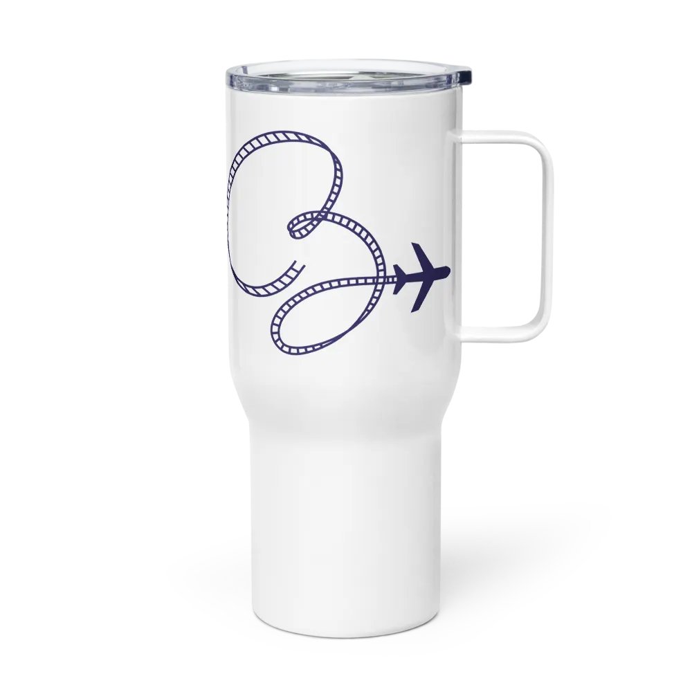 Coaster Breaks Travel Mug with a Handle - White & Navy product image (3)