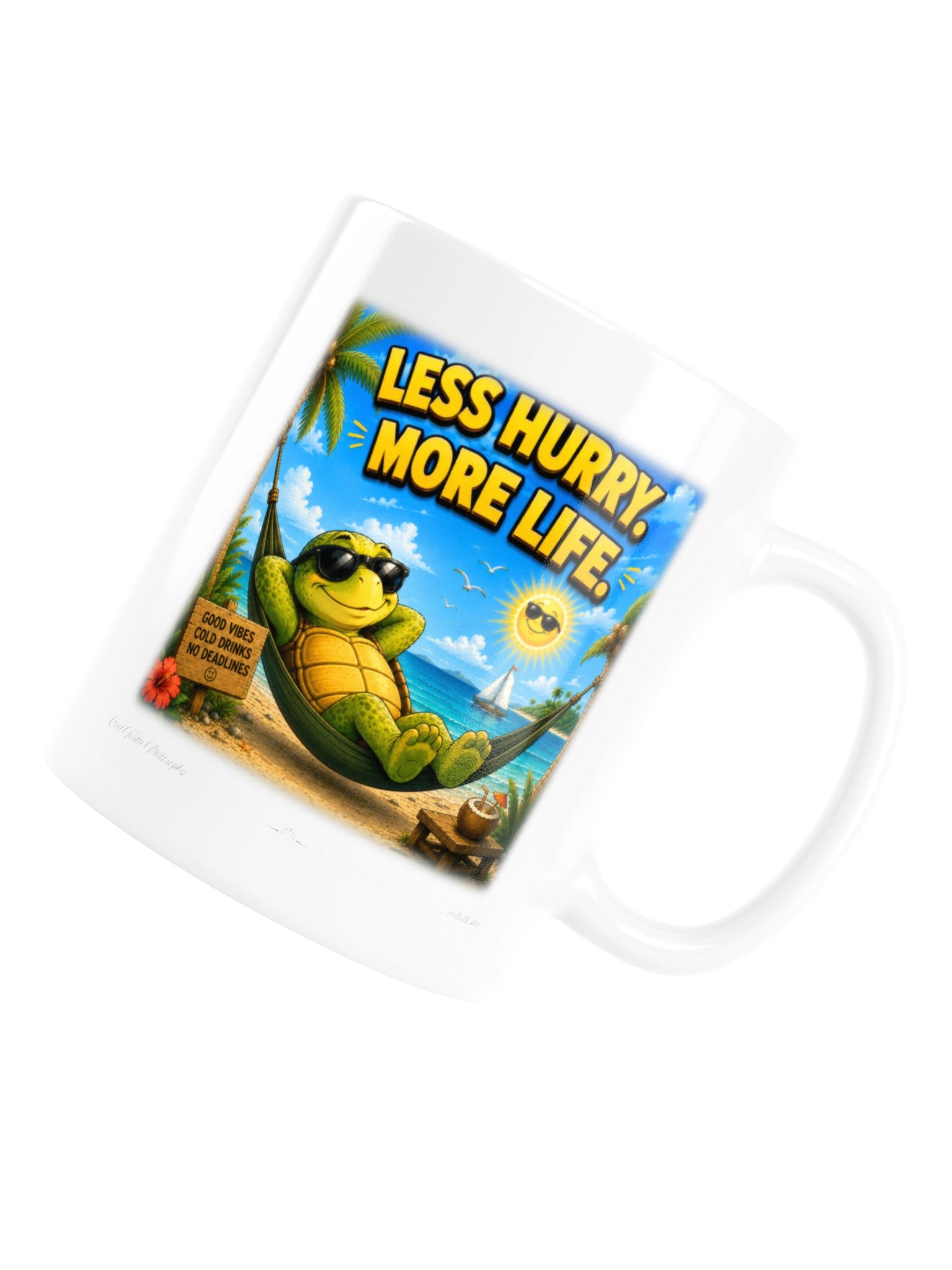 LESS HURRY. MORE LIFE. — Cool Turtle White Glossy Mug product image (6)