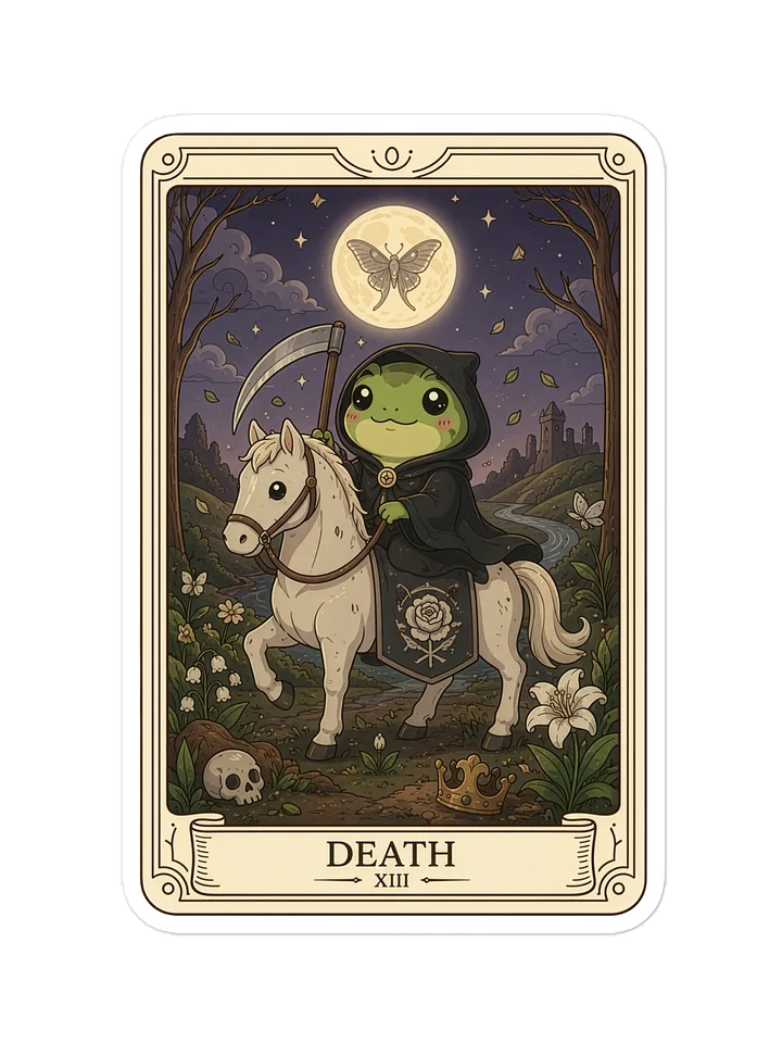 Premium Frog Tarot Card Cutout-style Sticker | Features Iconic "Death" Artwork from the Tarotoads! Collection by Everbright Studio product image (1)