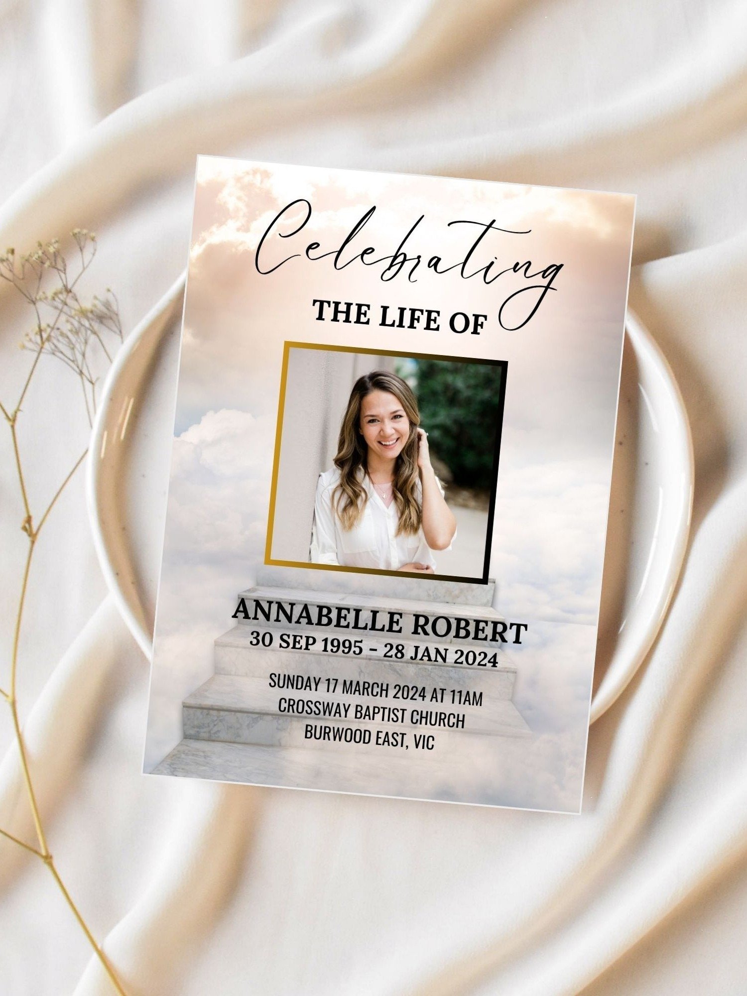 Stairs To Heaven Funeral Program Canva Template product image (2)