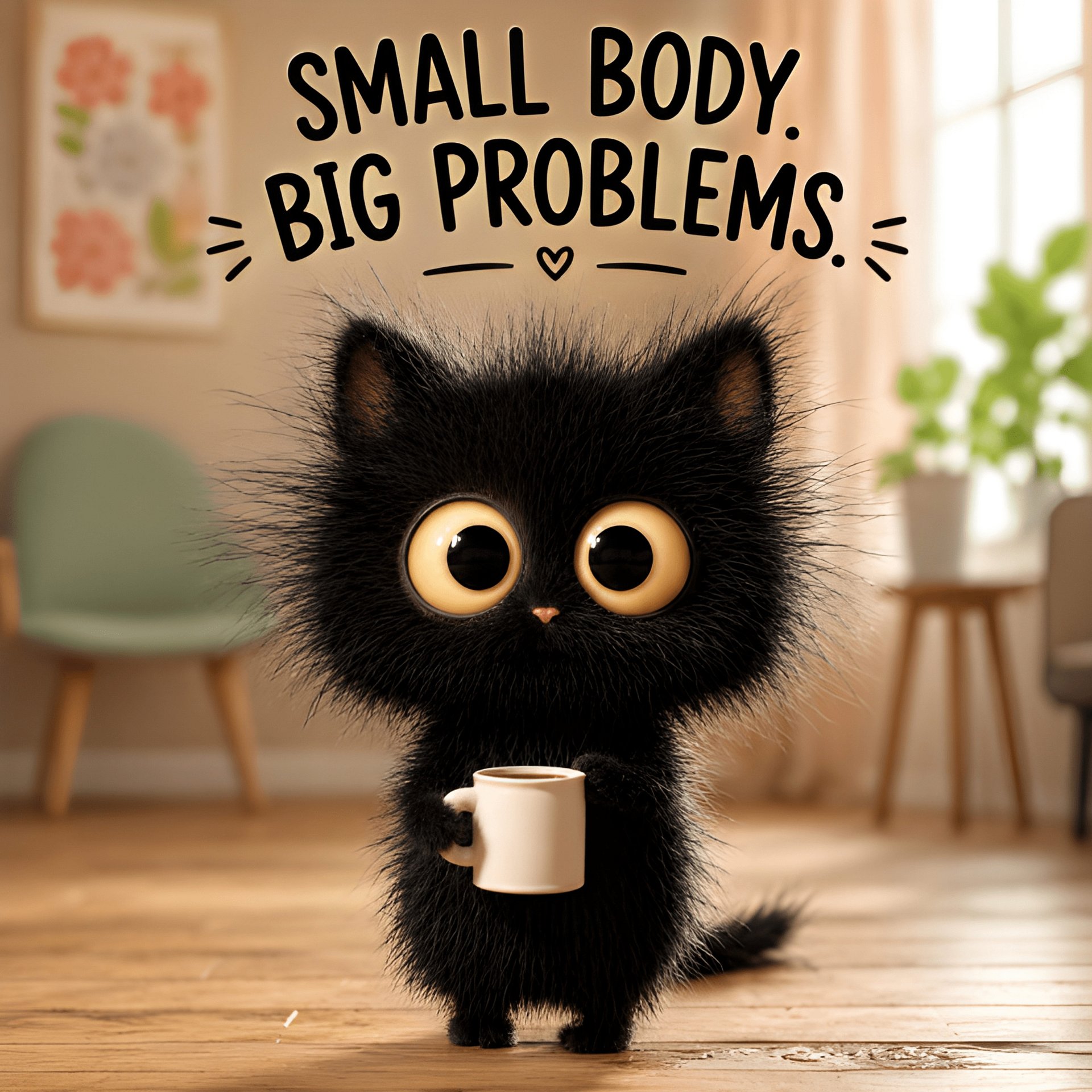 Premium Black Fade Cat T-Shirt, Oversized Unisex Tee, Funny Small Body Big Problems Gift product image (2)