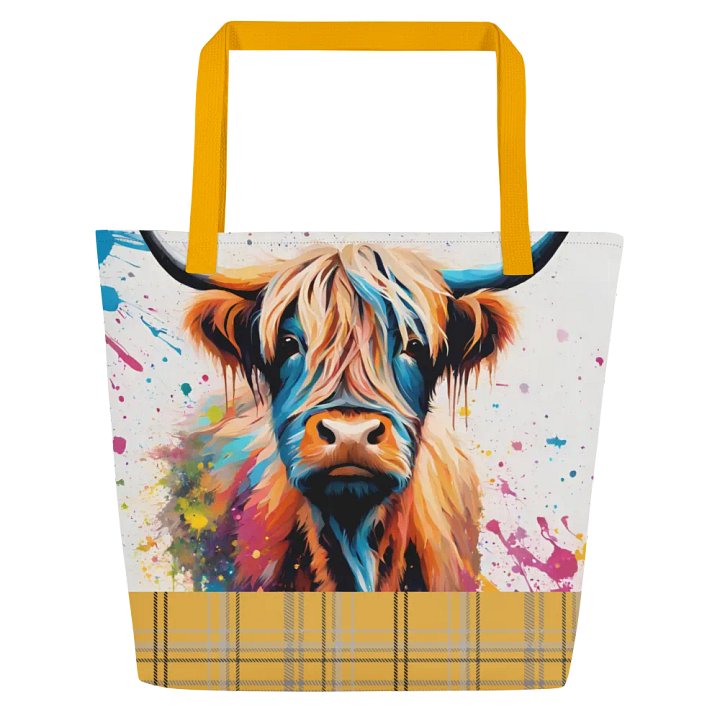 Multi Coloured Paint Splash Highland Cow Tote Bag product image (2)