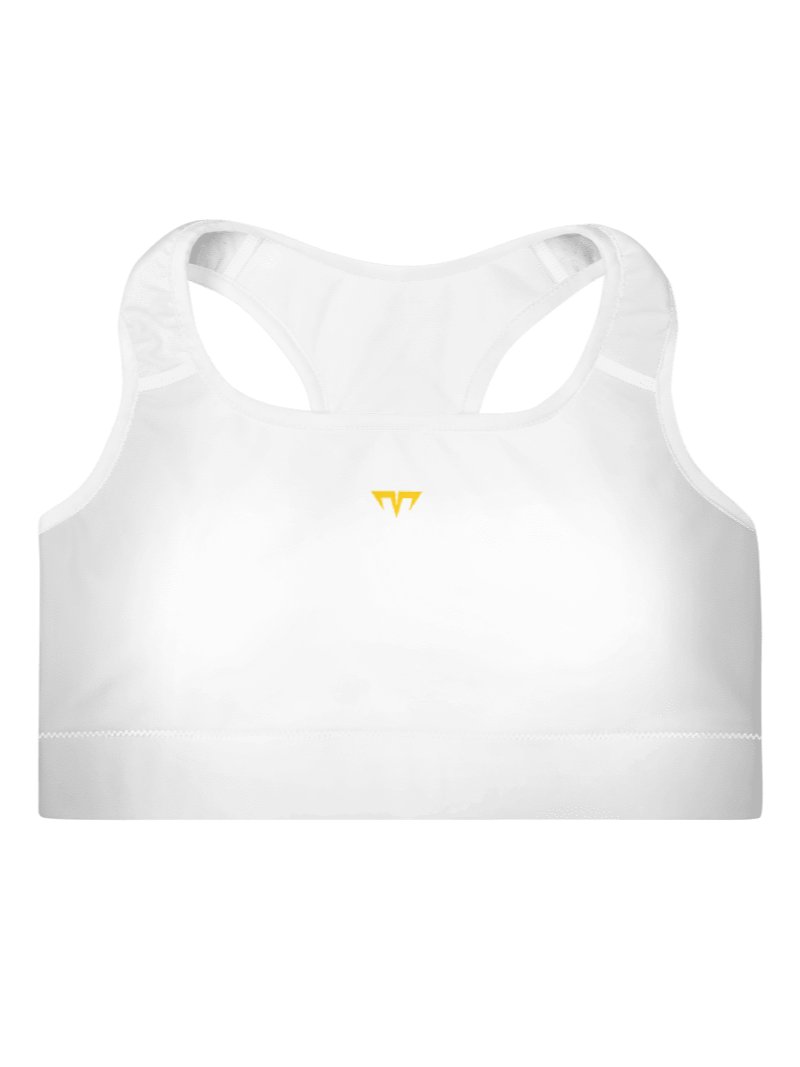 Women's Activewear - Padded Sports Bra White - Printed Gold Logo product image (1)