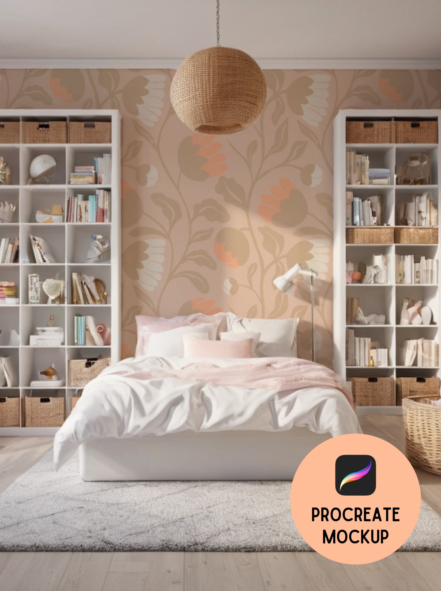 Teen & Young Woman Bedroom Wallpaper Procreate Mockup - Digital Download MM2401 product image (3)