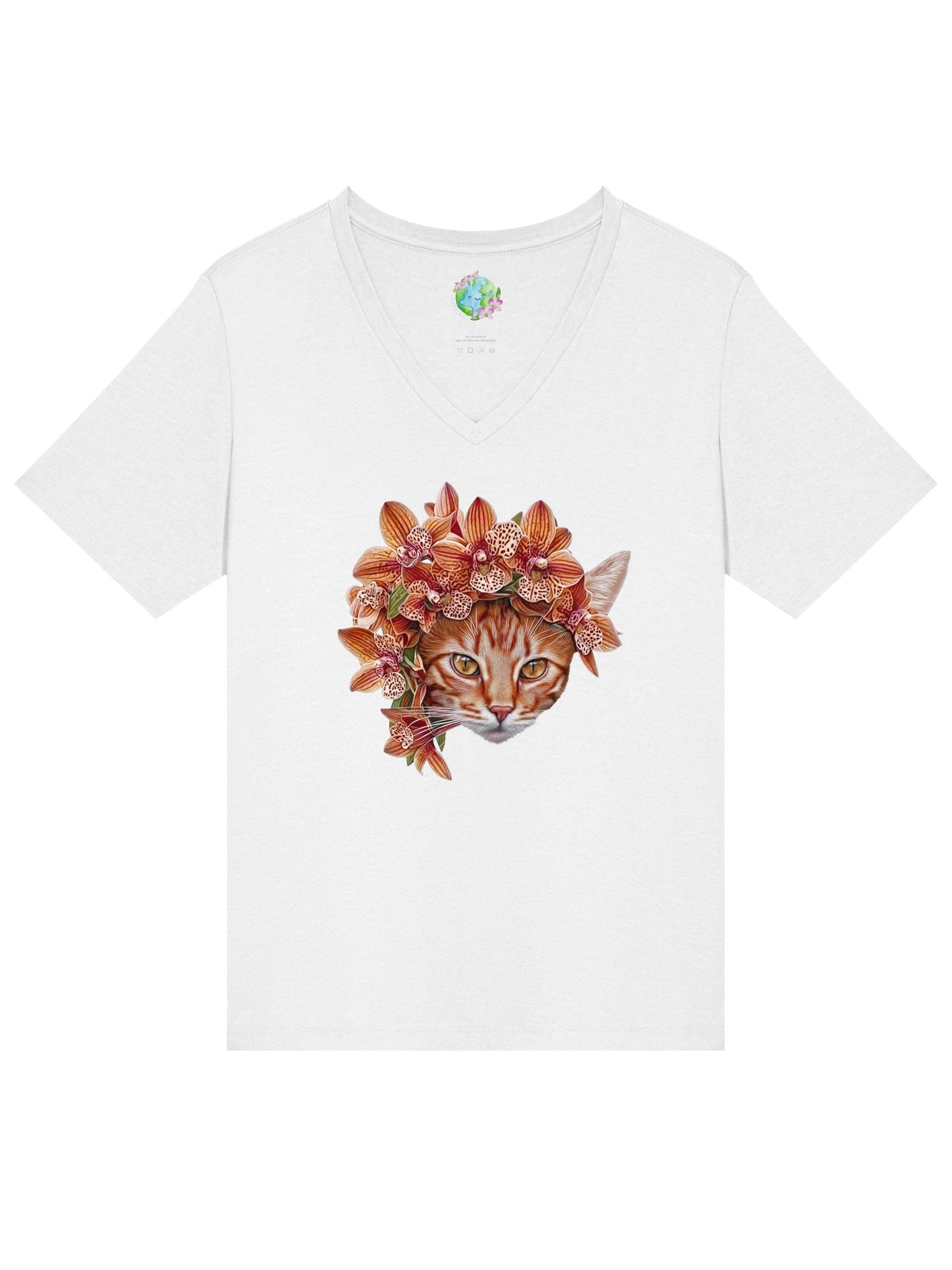 Orchid Cat Women’s relaxed v-neck t-shirt product image (7)