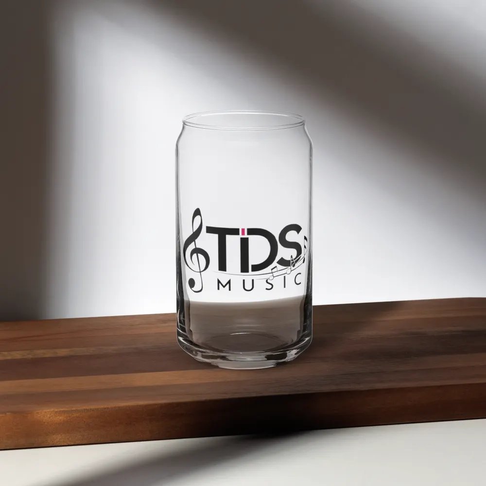 TDS Music Can-Shaped Glass with Bamboo Lid and Metal Straw - 16oz Music Themed product image (5)