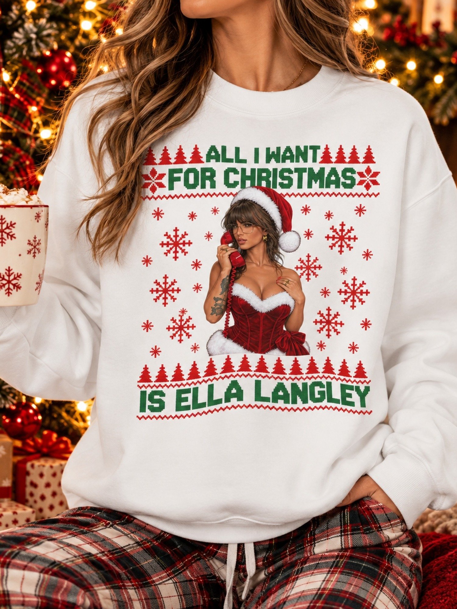 All I Want for Christmas Is Ella Langley™ On The Phone Unisex Sweatshirt - Ugly Sweater Edition product image (2)